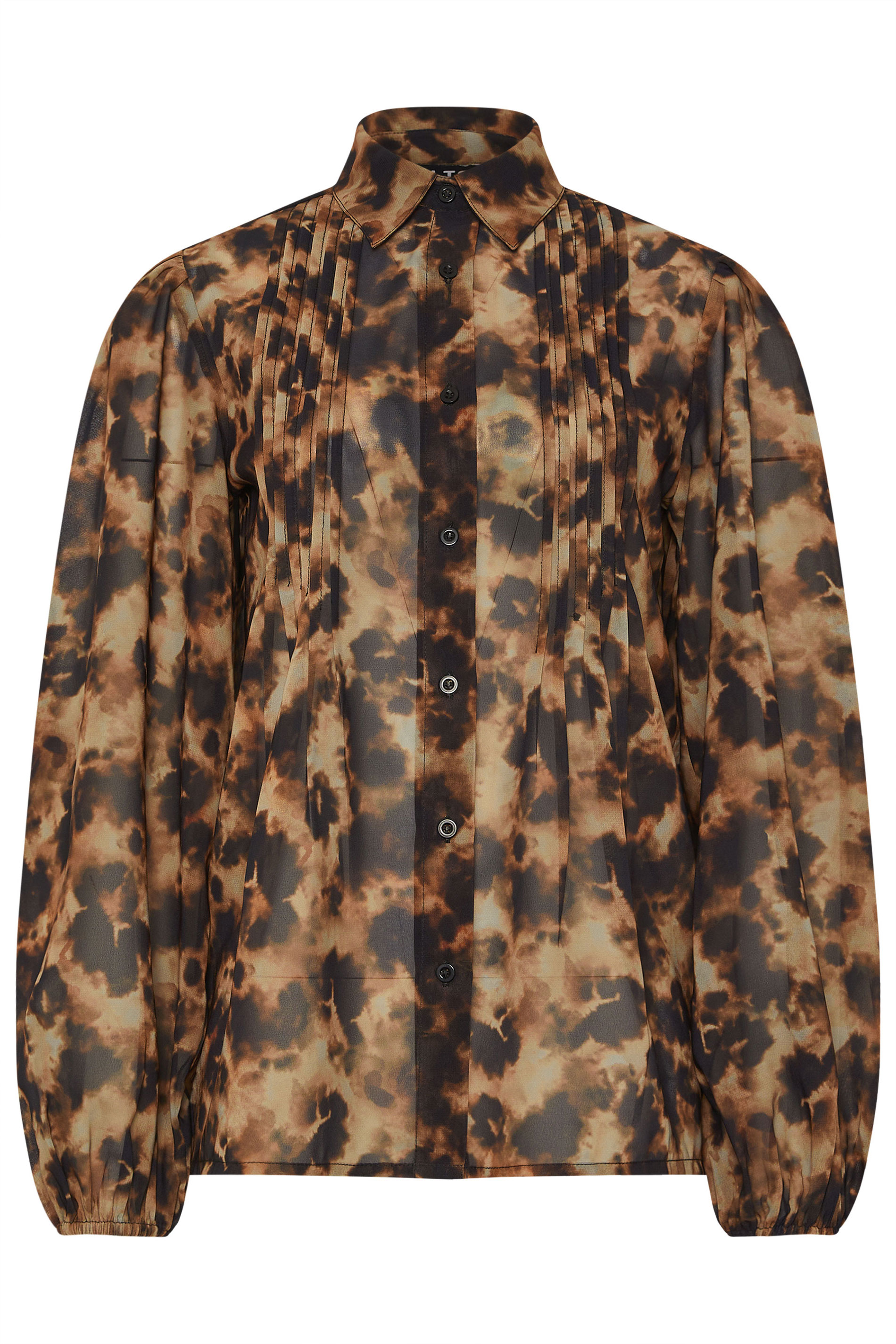 LTS Tall Brown Marble Sheer Pintuck Blouse | Long Tall Sally 5