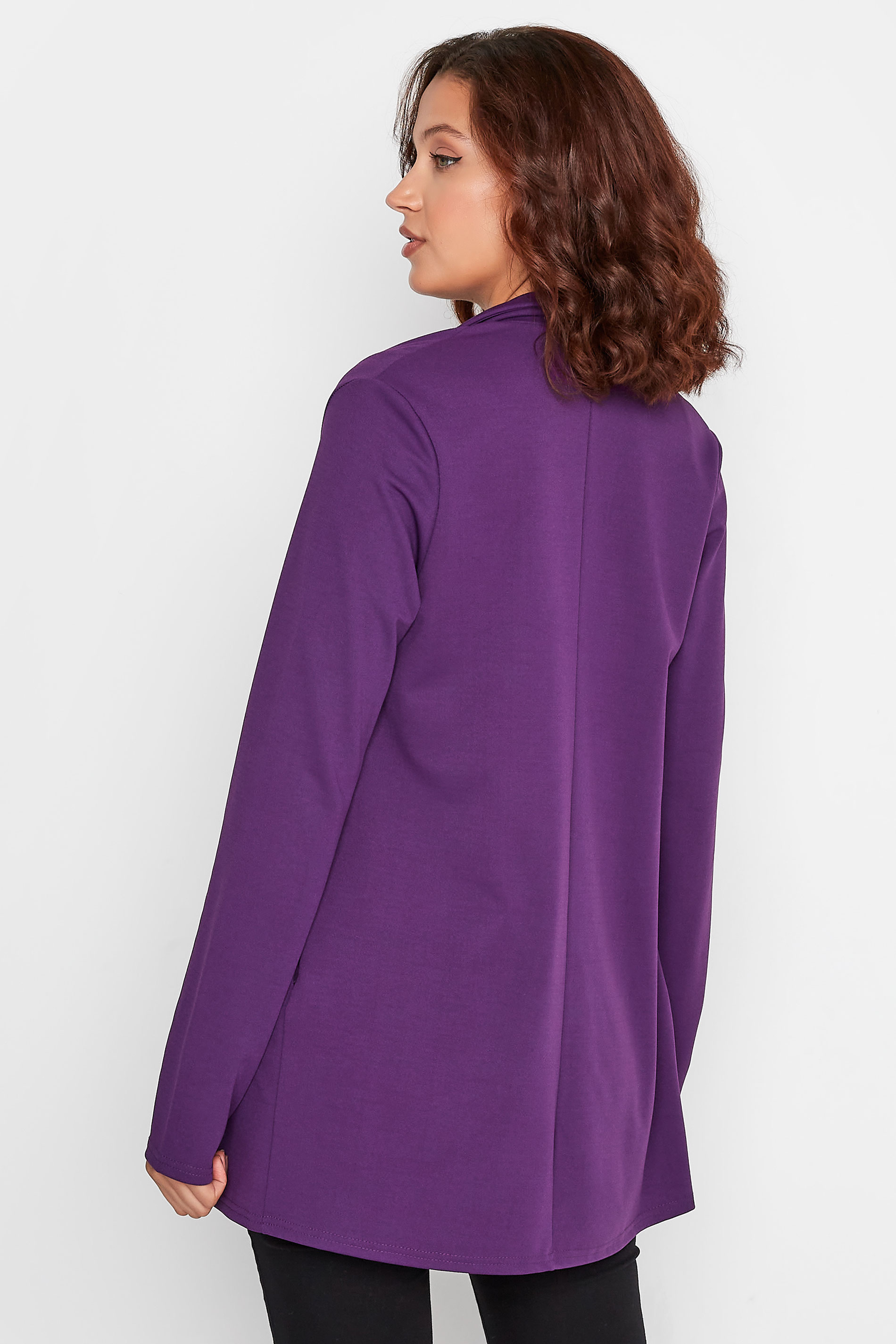 LTS Tall Women's Dark Purple Scuba Longline Blazer | Long Tall Sally 3