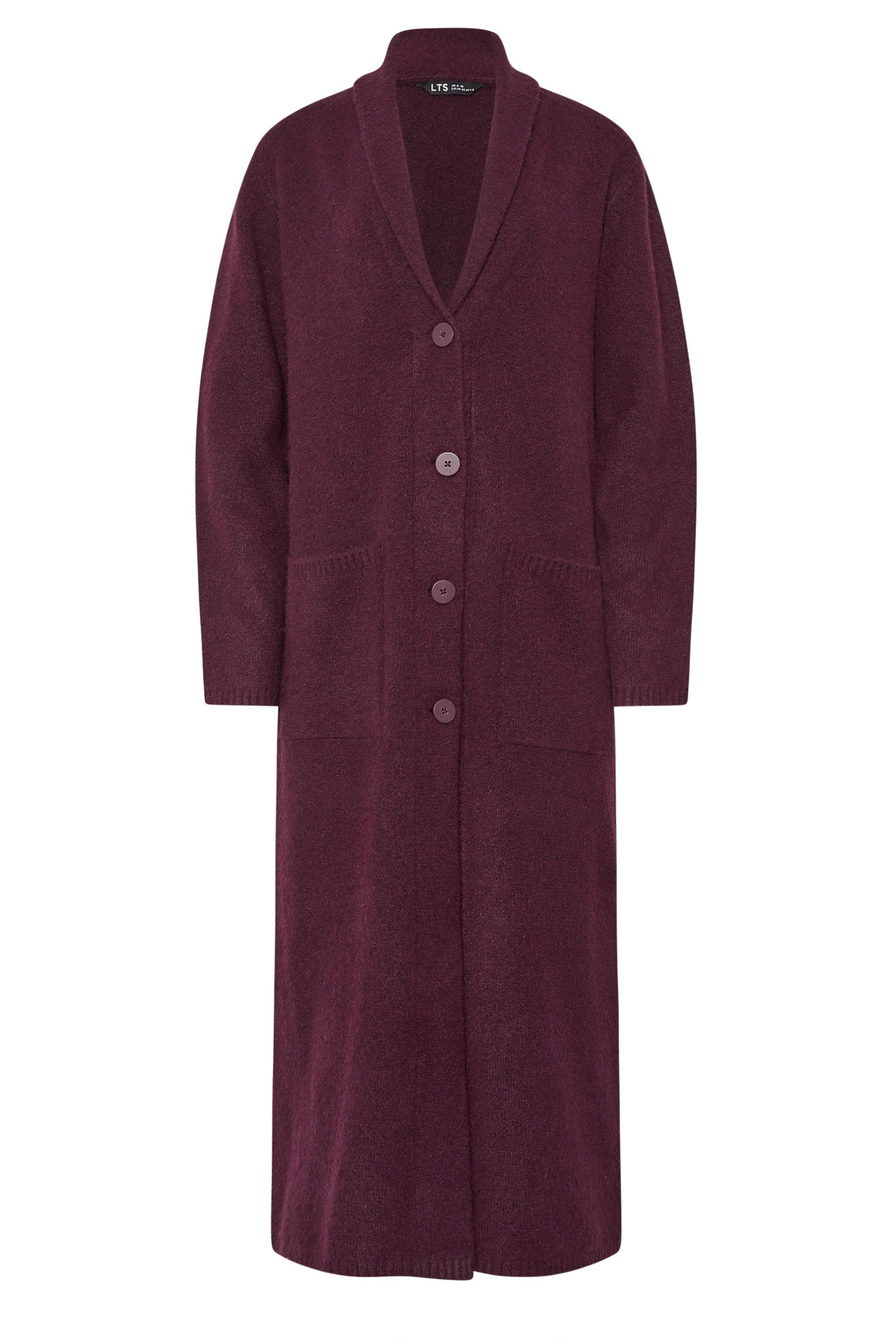 LTS Tall Burgundy Red Knitted Longline Coatigan | Long Tall Sally 5