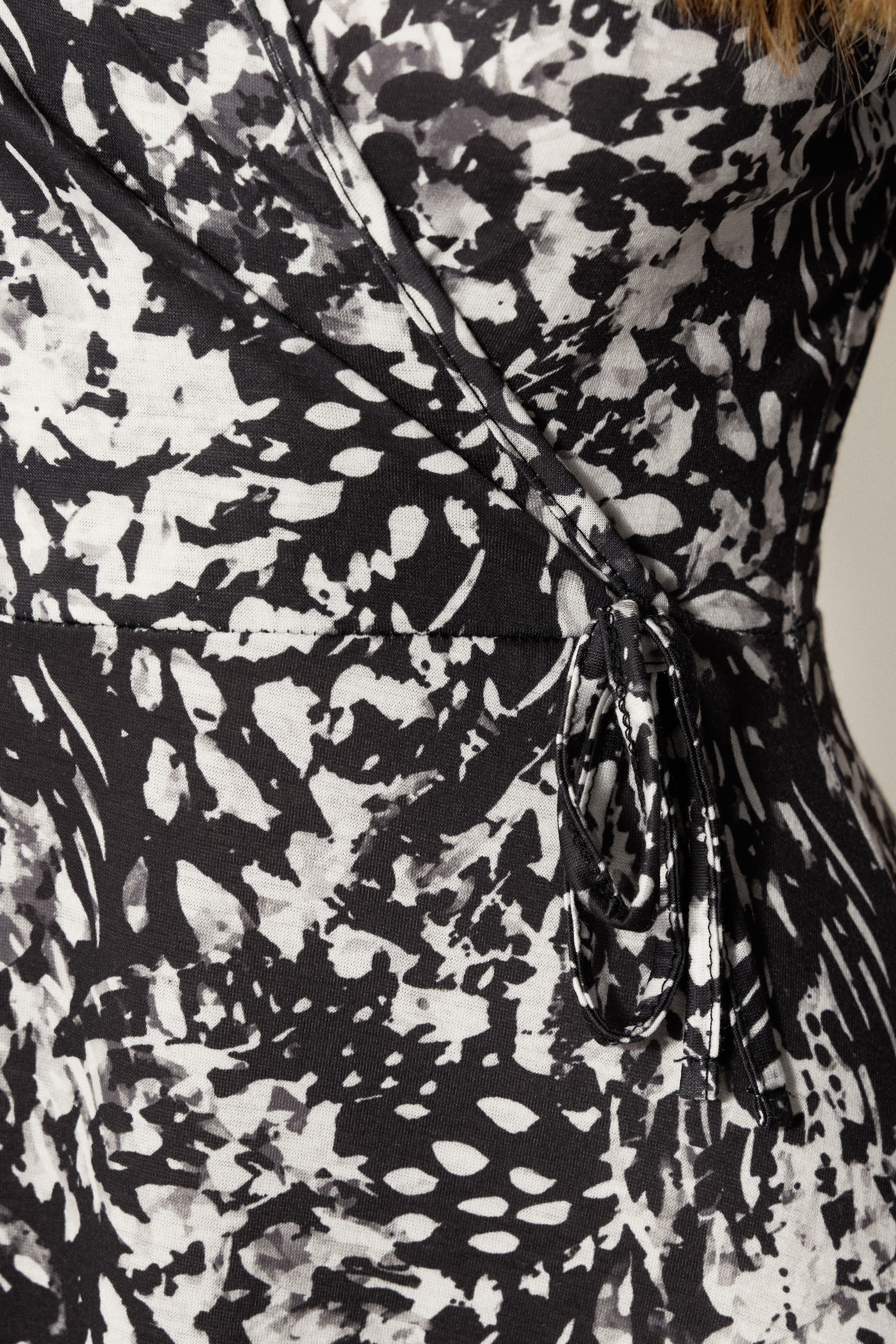 LTS Tall Black Abstract Animal Wrap Maxi Dress | Long Tall Sally 4