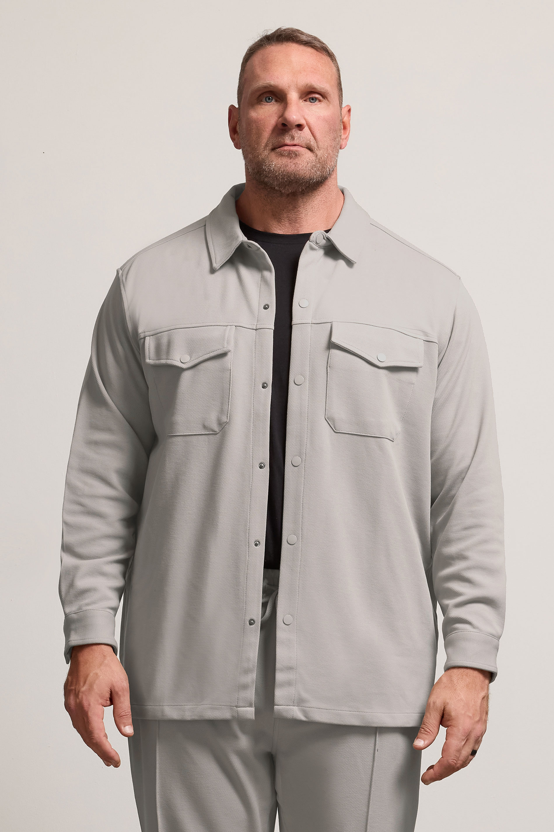 BadRhino Big & Tall Natural Brown Textured Jersey Shacket | BadRhino 1