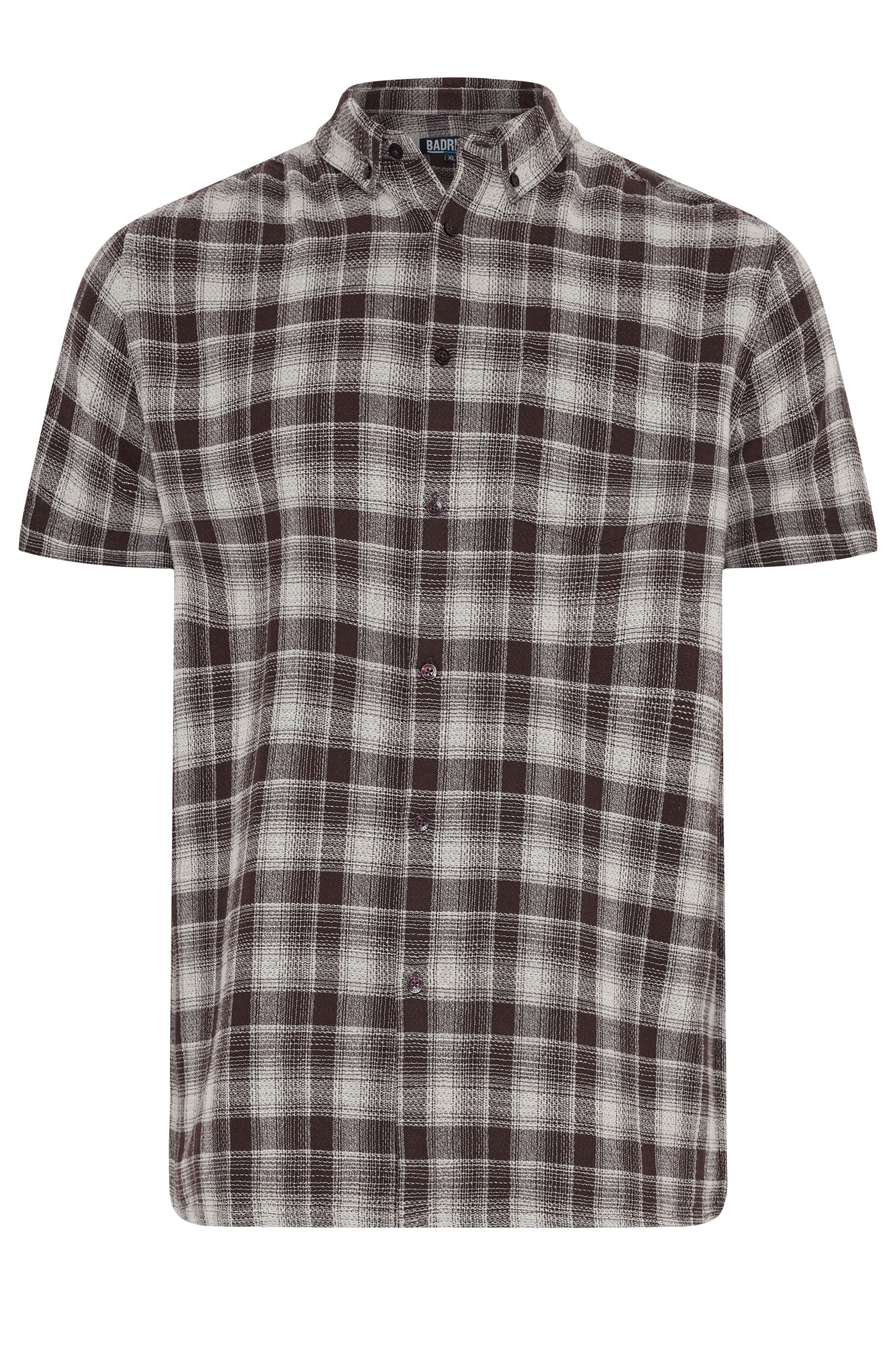 BadRhino Big & Tall Brown Check Stripe Short Sleeve Shirt | BadRhino 5