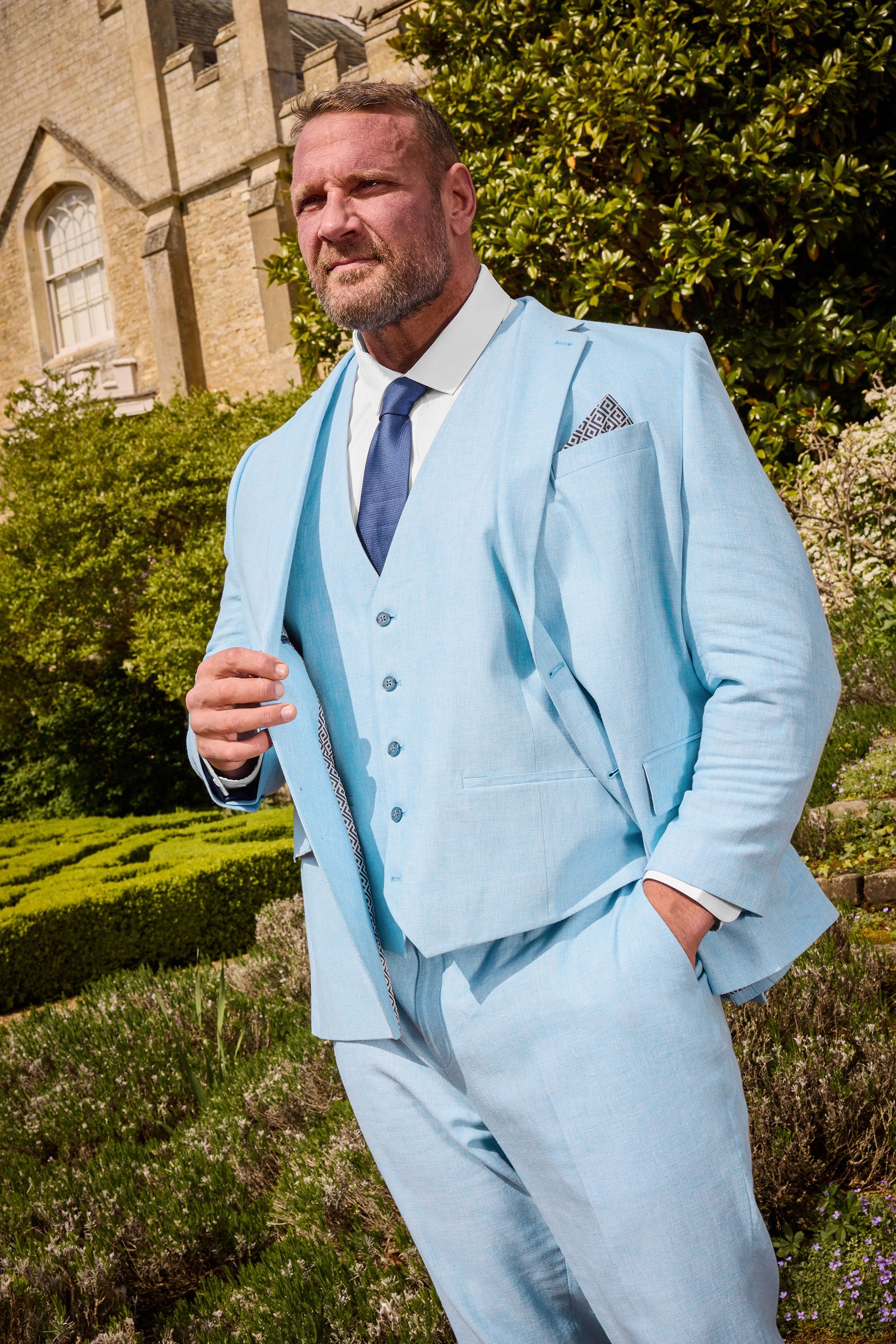 BadRhino Tailoring Big & Tall Light Blue Linen Suit Jacket | BadRhino 1