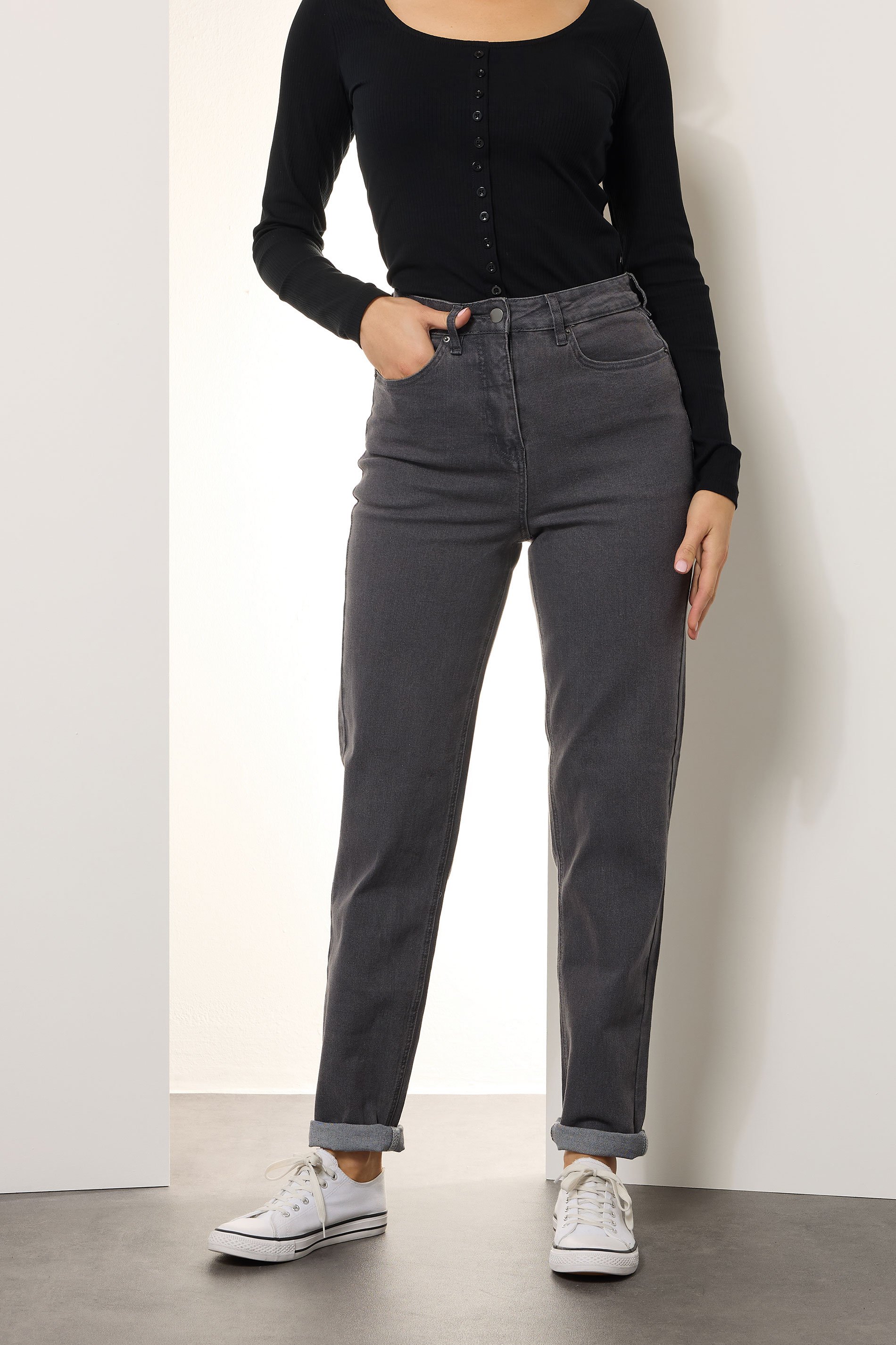 LTS Tall Women's Grey UNA Mom Jeans | Long Tall Sally 2