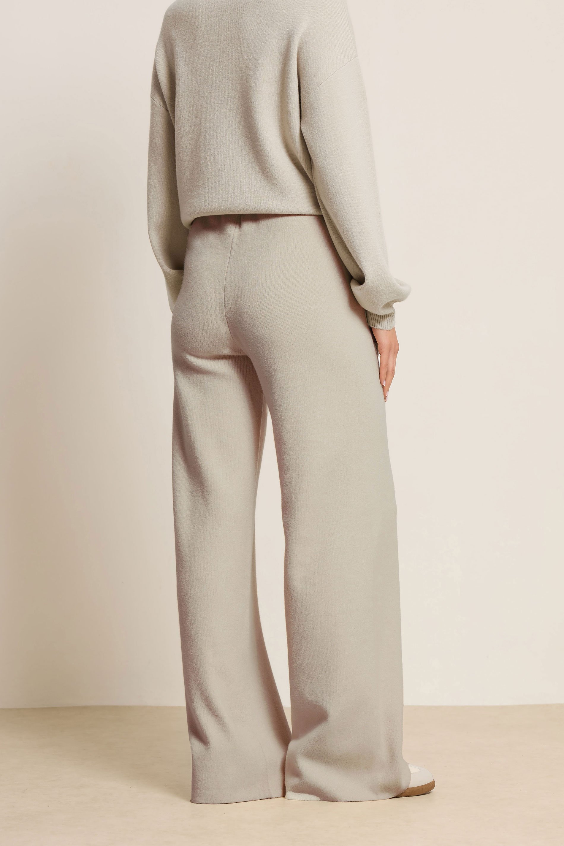 LTS PREMIUM Tall Beige Brown Knitted Wide Leg Trousers | Long Tall Sally 3