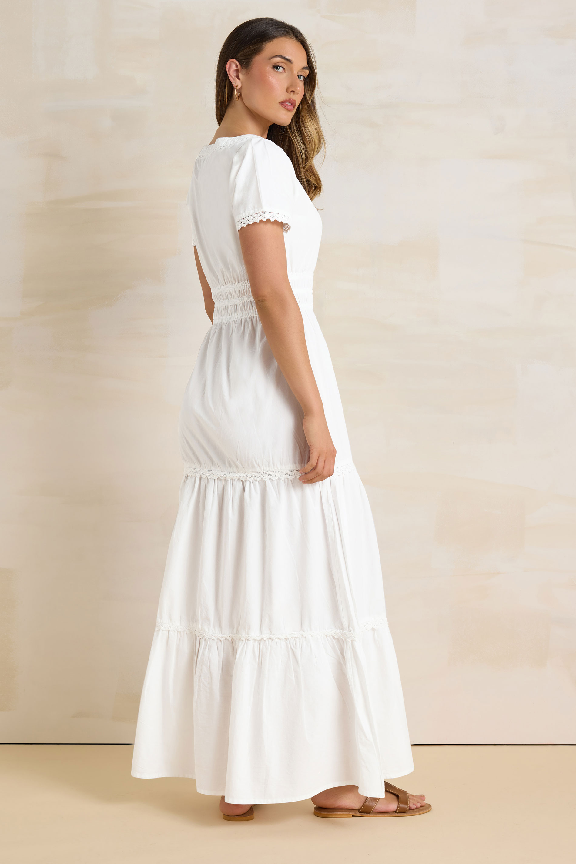 LTS Tall White Lace Insert Tiered Maxi Dress | Long Tall Sally 4