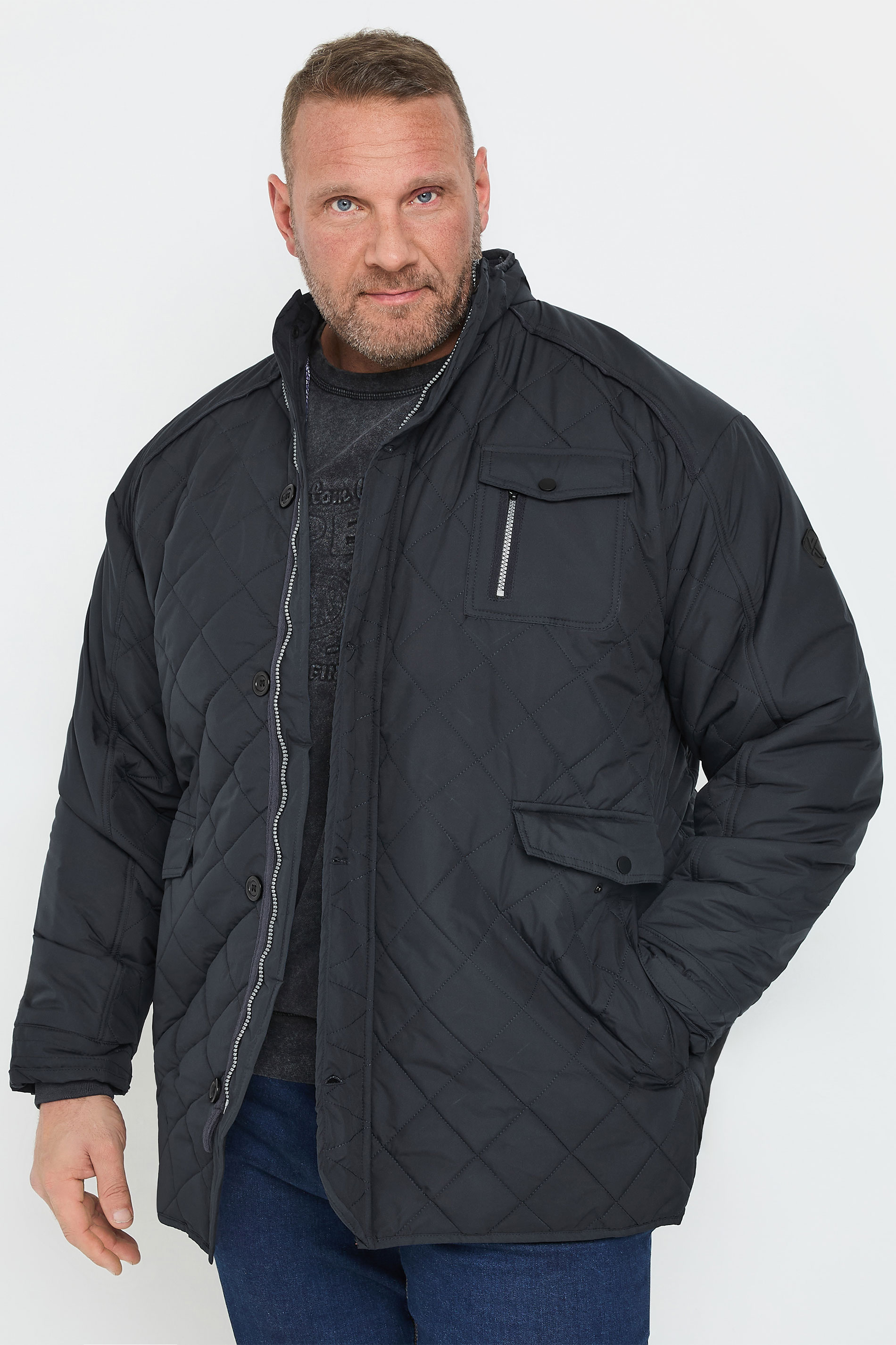 KAM Big & Tall Navy Blue Heritage Quilted Jacket | BadRhino 1