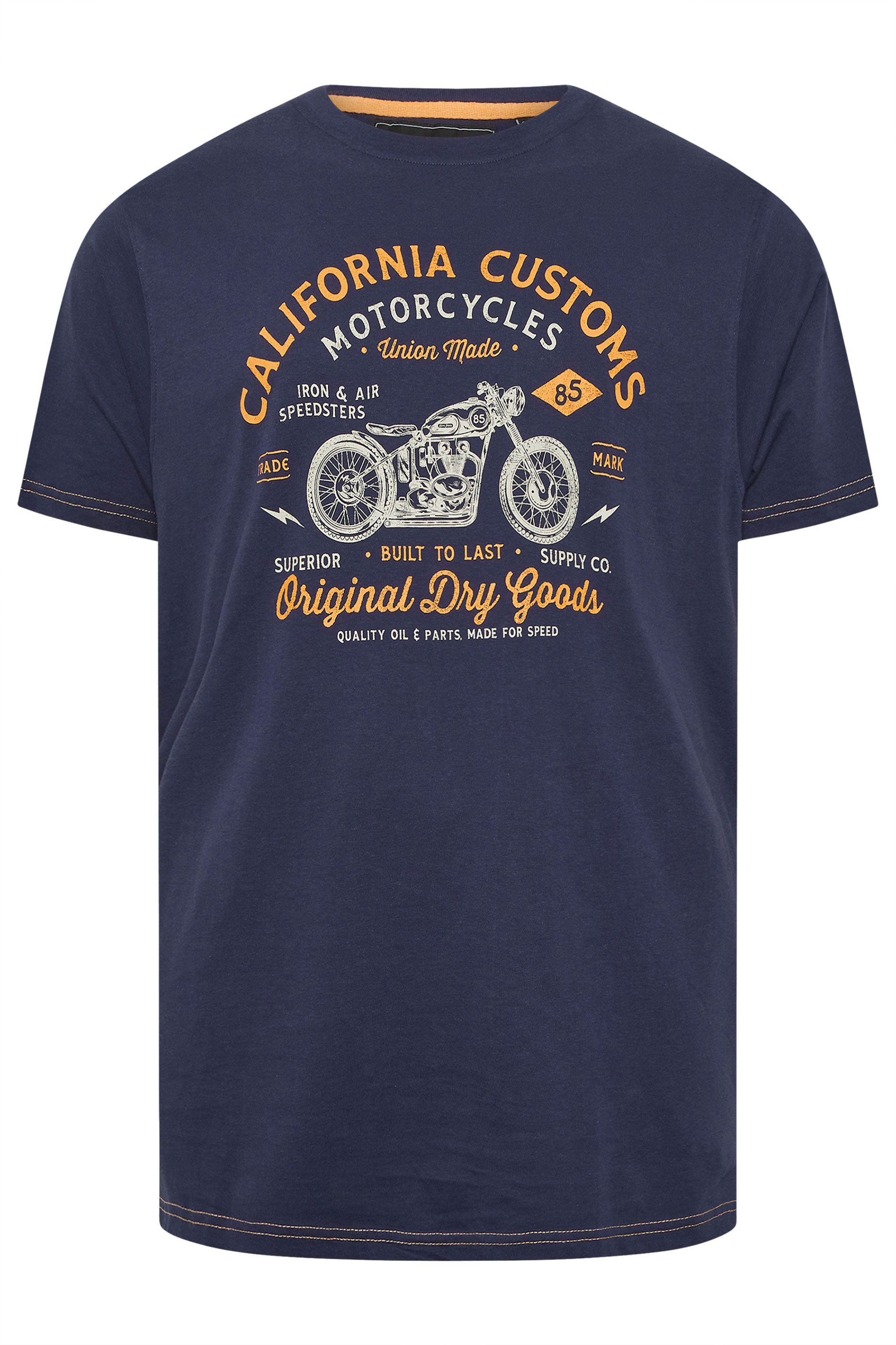 KAM Big & Tall Stone Beige Vintage Denim Graphic Print T-Shirt | BadRhino 3