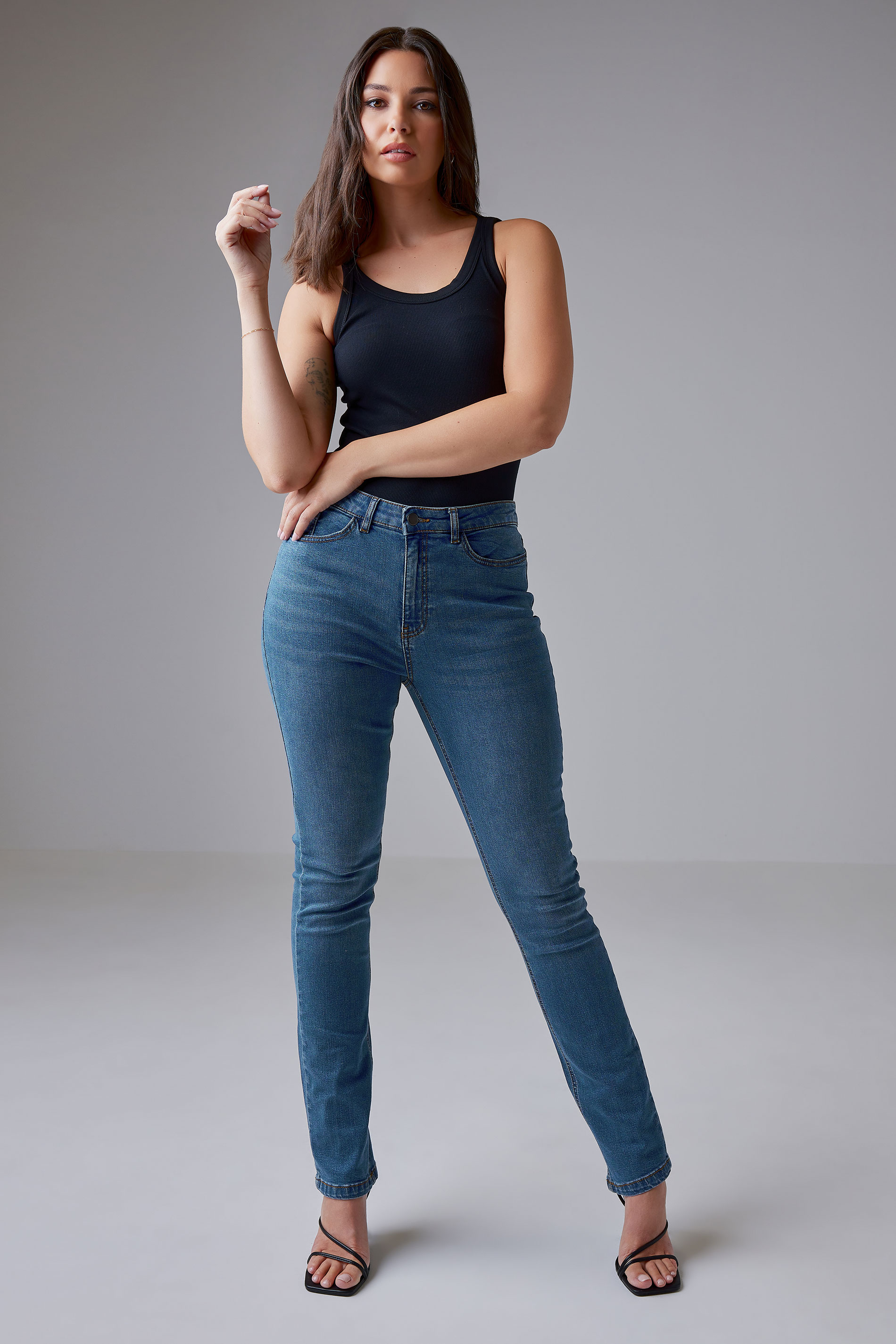LTS Tall Women's Mid Blue MIA Slim Leg Jeans | Long Tall Sally 1