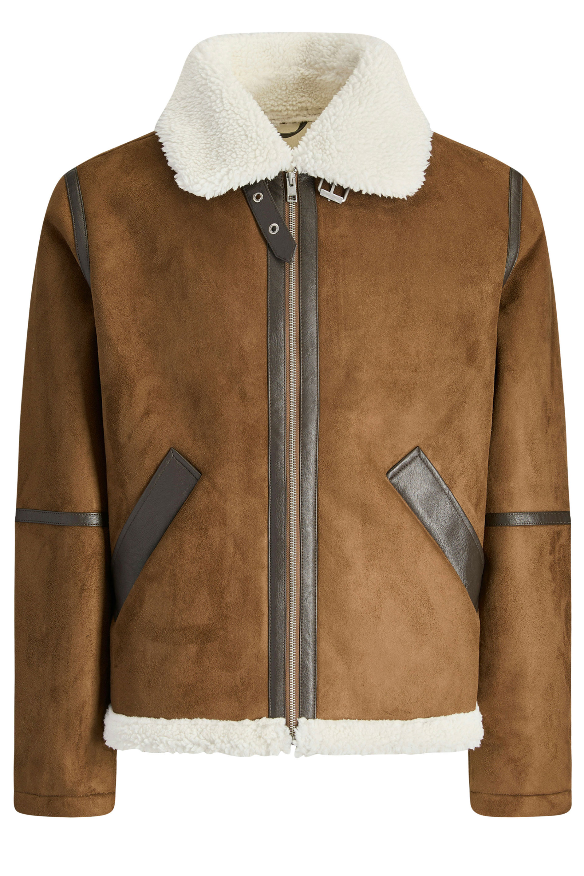 JACK & JONES Big & Tall Cognac Brown Aviator Jacket | BadRhino 3