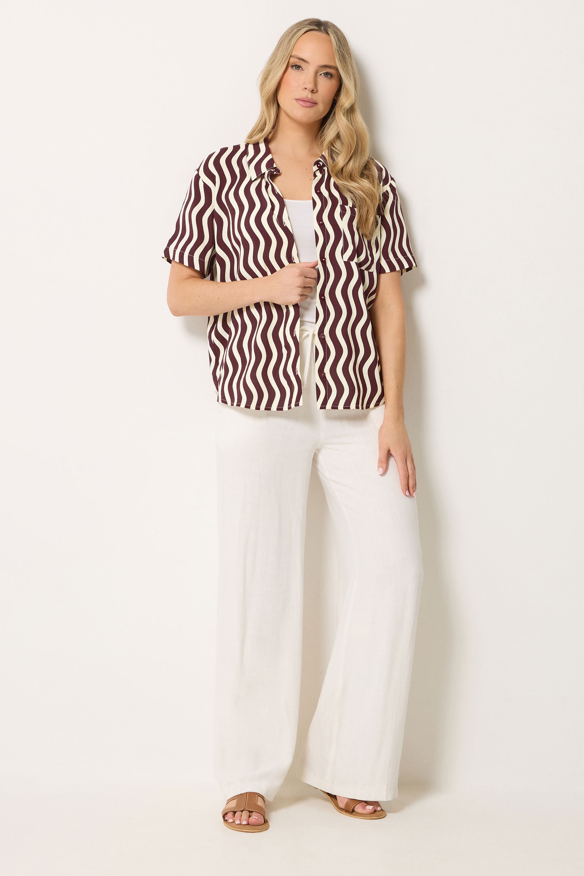 LTS Tall Women's Burgundy Red Wavy Print Shirt | Long Tall Sally 2