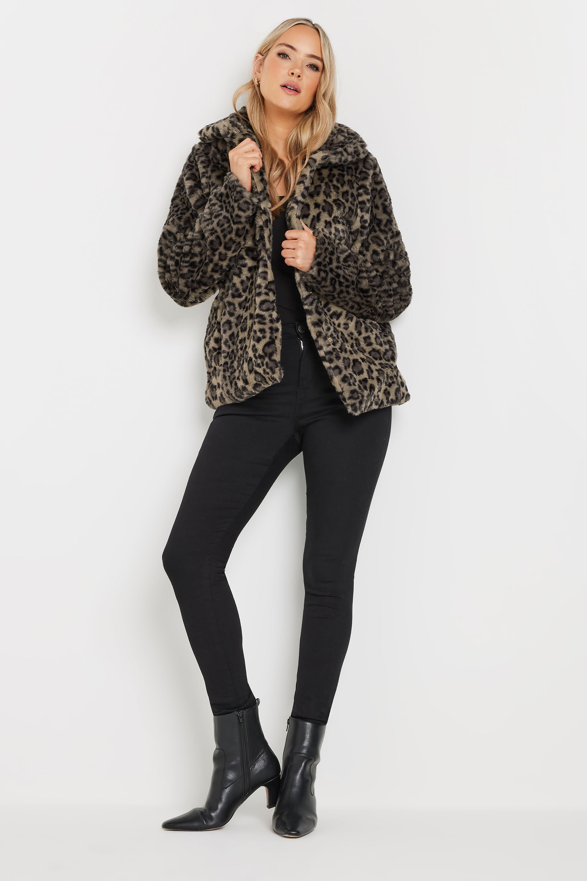 LTS Tall Brown Leopard Print Faux Fur Coat | Long Tall Sally 2