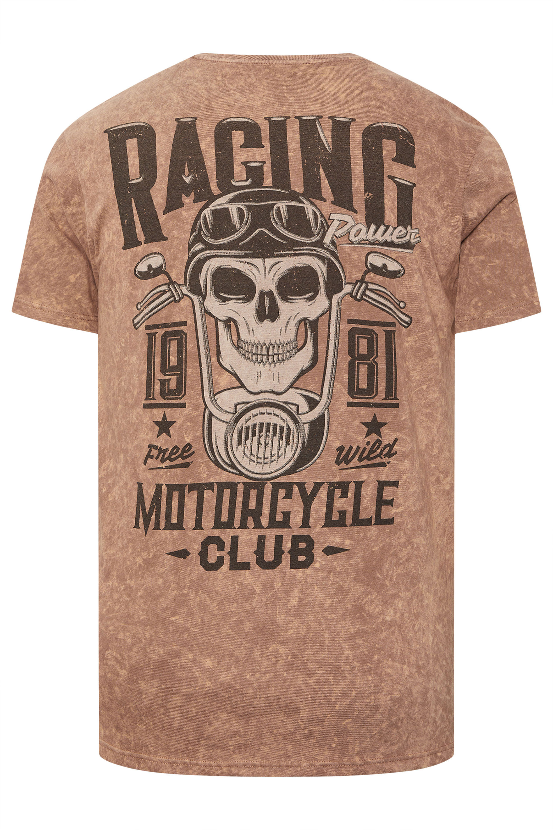 BadRhino Big & Tall Brown Acid Wash Skull Graphic T-Shirt | BadRhino 7