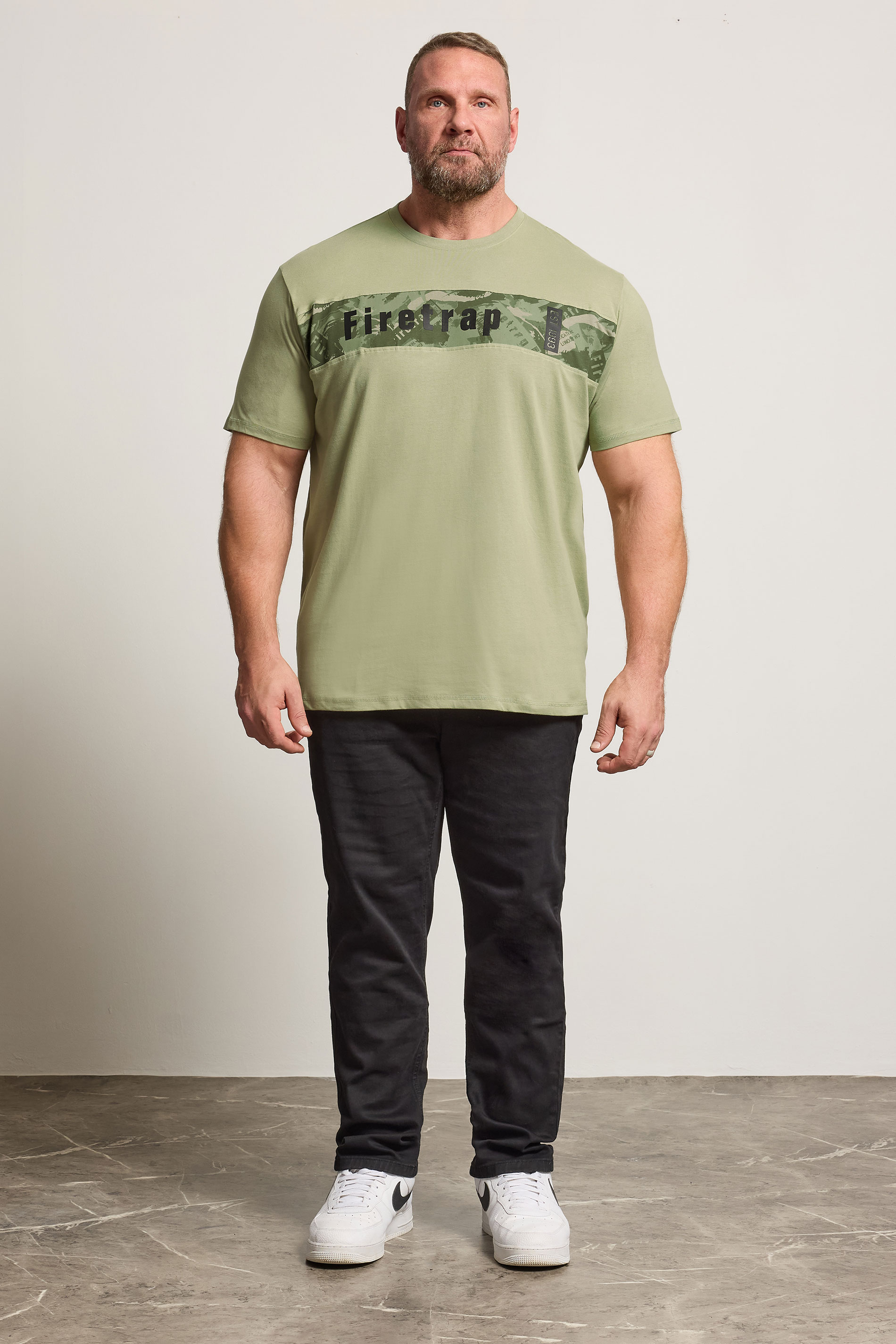 FIRETRAP Big & Tall Green Logo Print T-Shirt | BadRhino 2