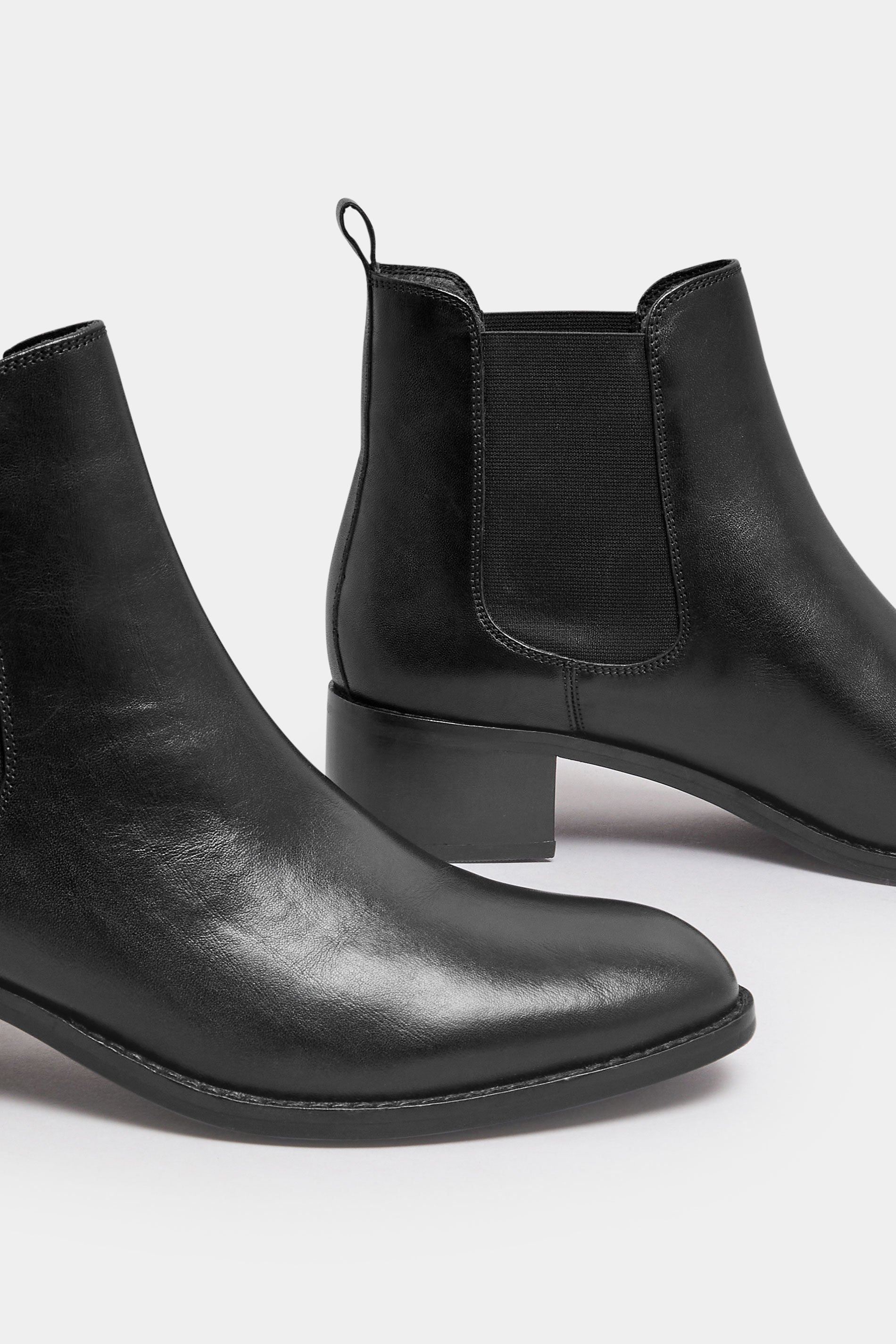 LTS Black Leather Block Heel Chelsea Boots In Standard Fit | Long Tall Sally 5