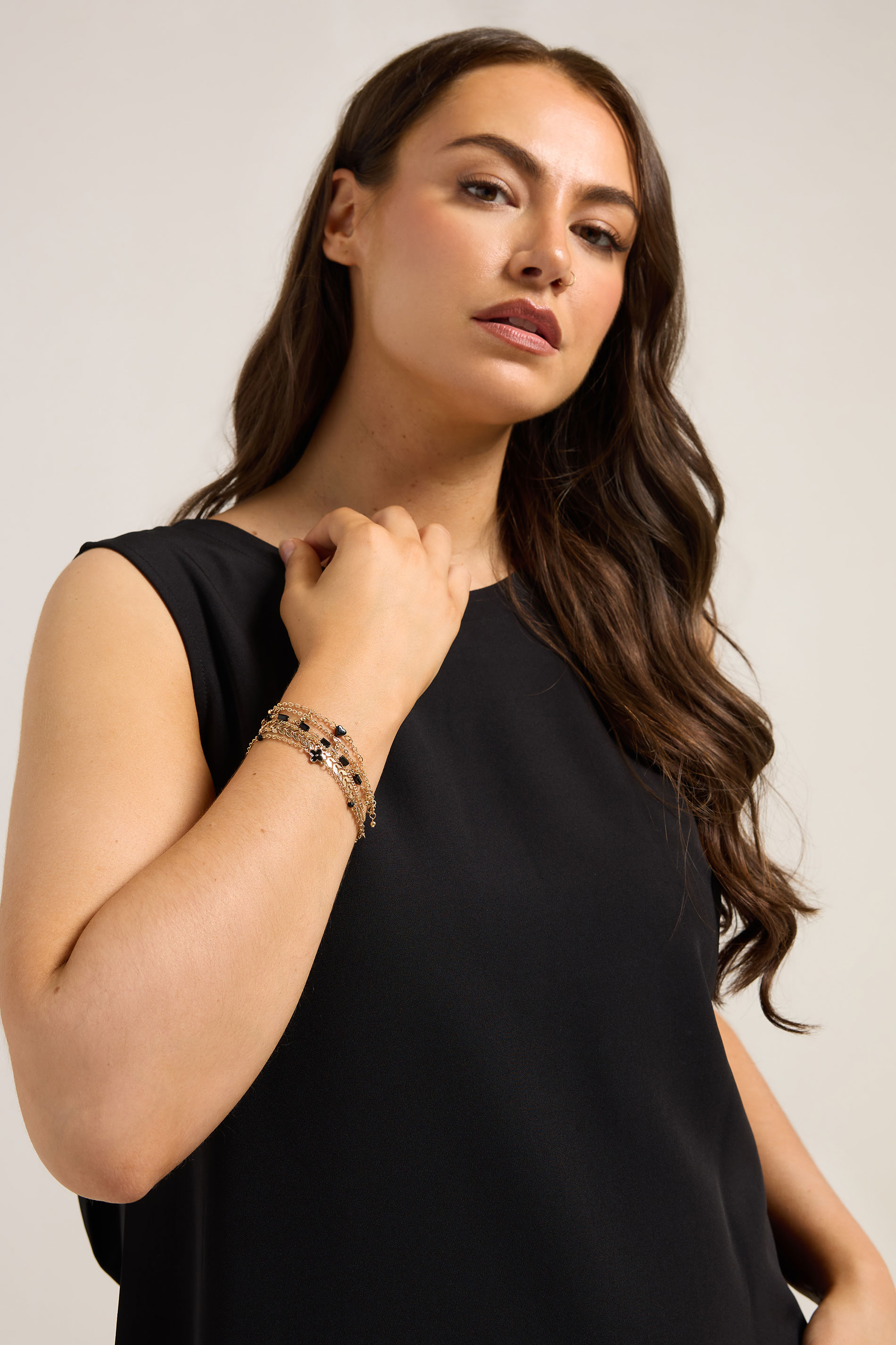 6 PACK Gold Tone Chain Bracelet Set | Yours Clothing 1