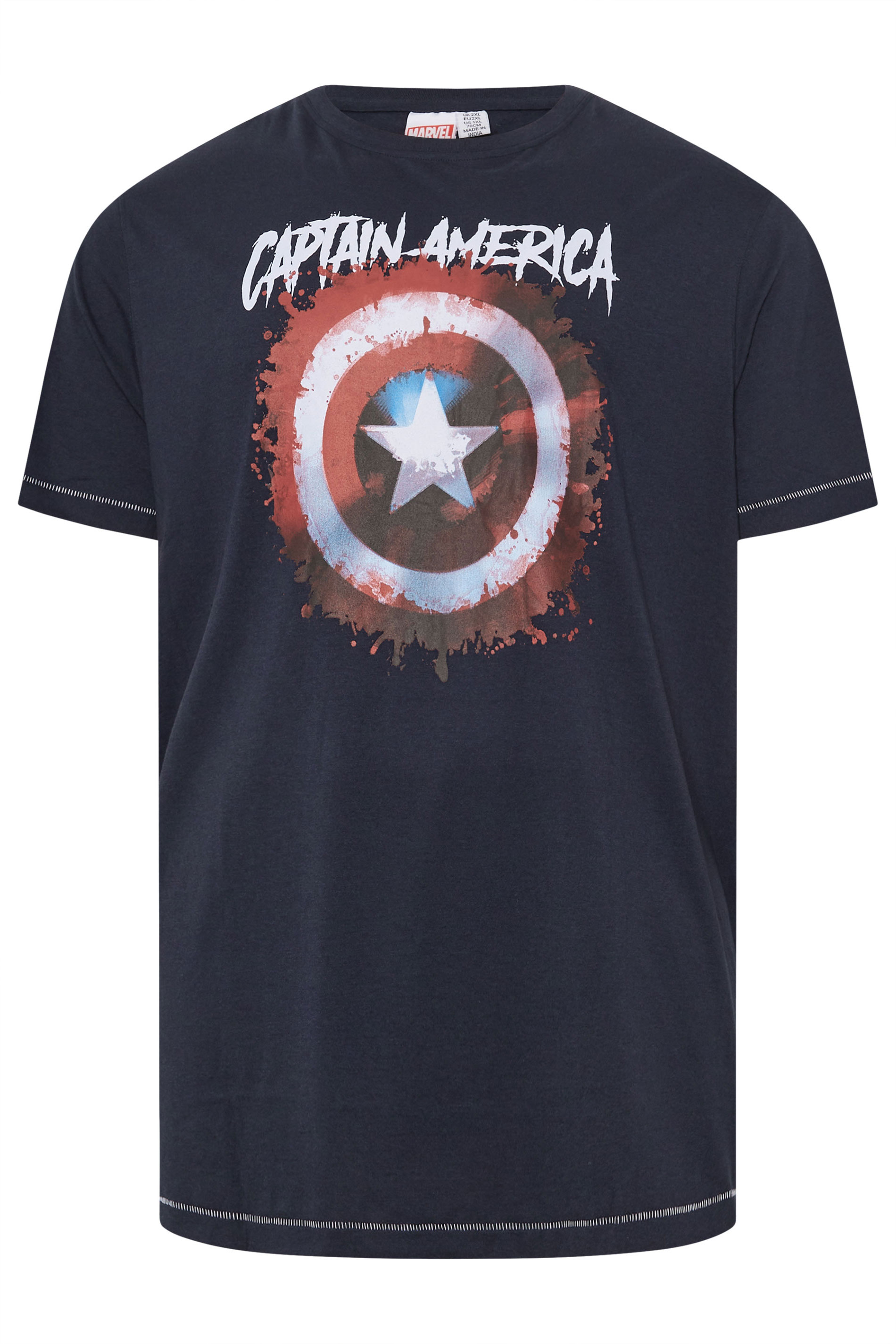 D555 Big & Tall Navy Blue 'Captain America' T-Shirt | BadRhino 3