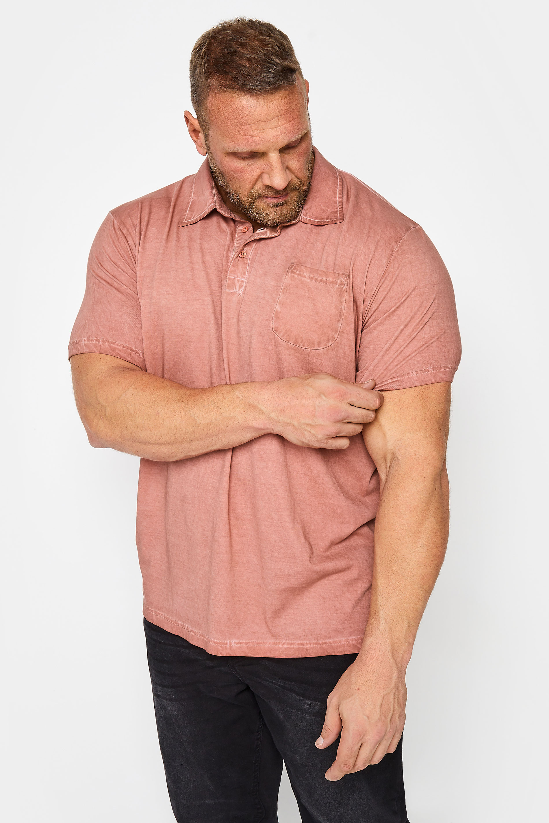 BadRhino Big & Tall Coral Orange Washed Polo Shirt | BadRhino 3