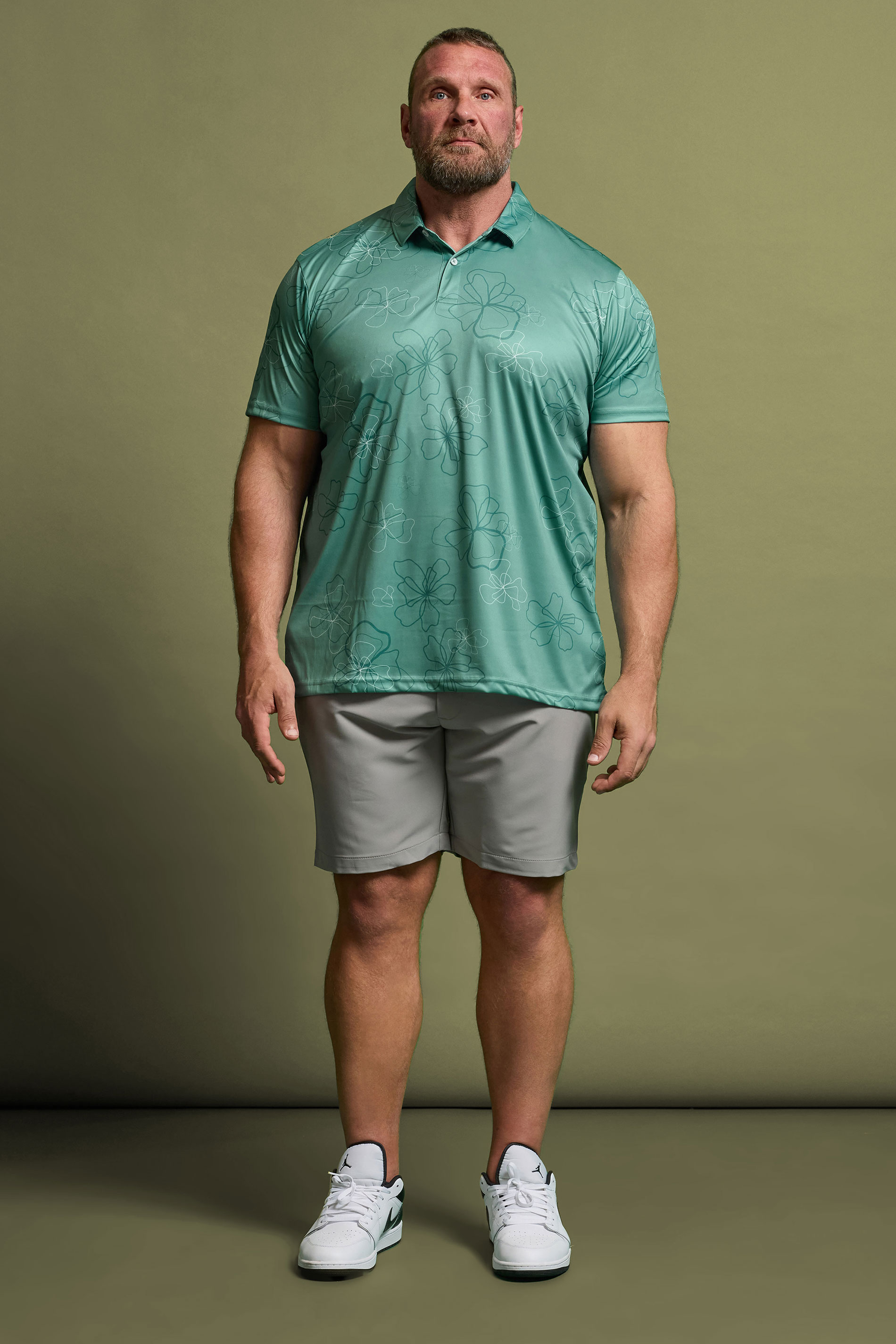 BadRhino Golf Big & Tall Green Floral Print Polo Shirt | BadRhino 2