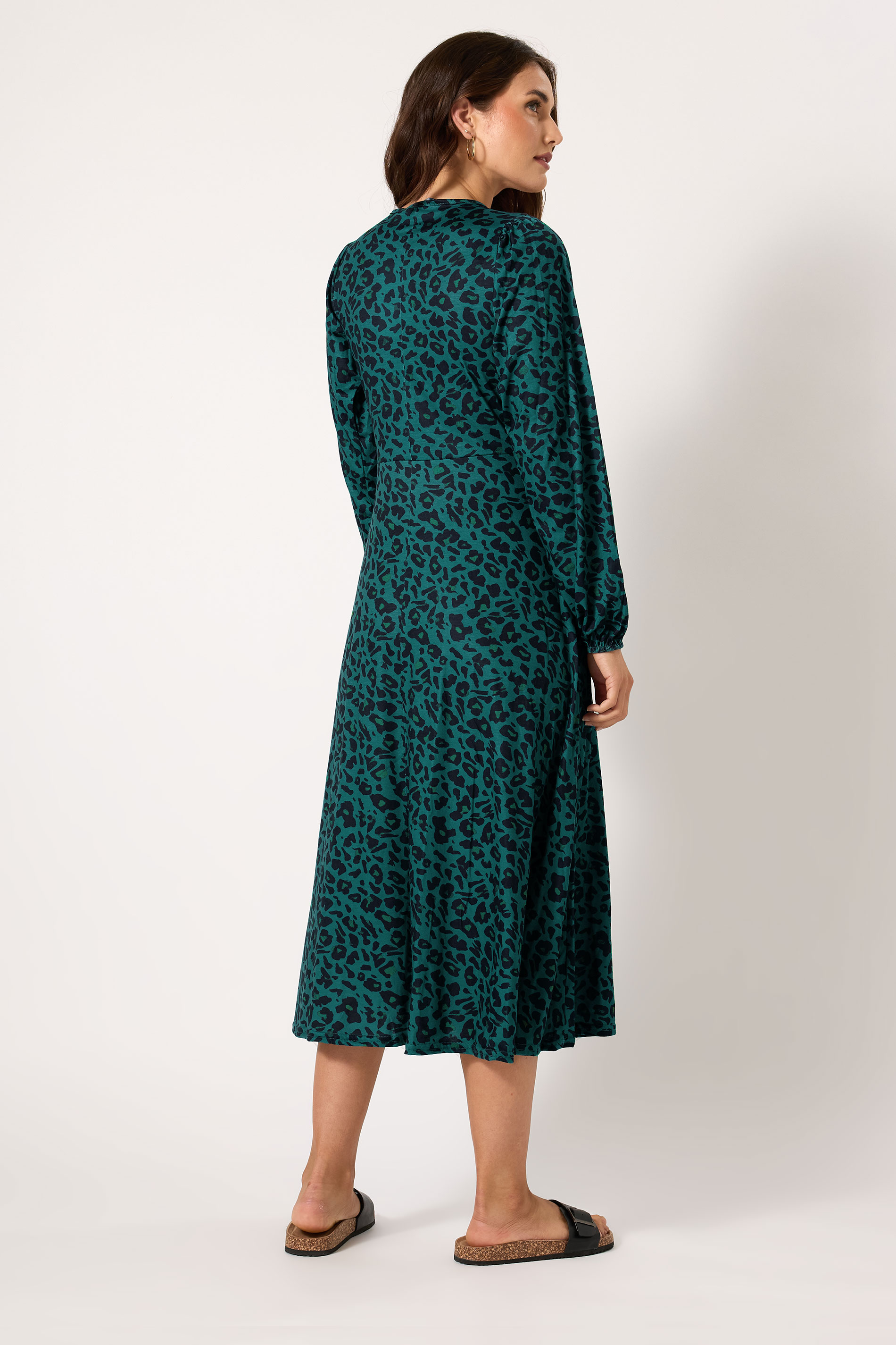 LTS Tall Forest Green Leopard Print Wrap Dress | Long Tall Sally 3