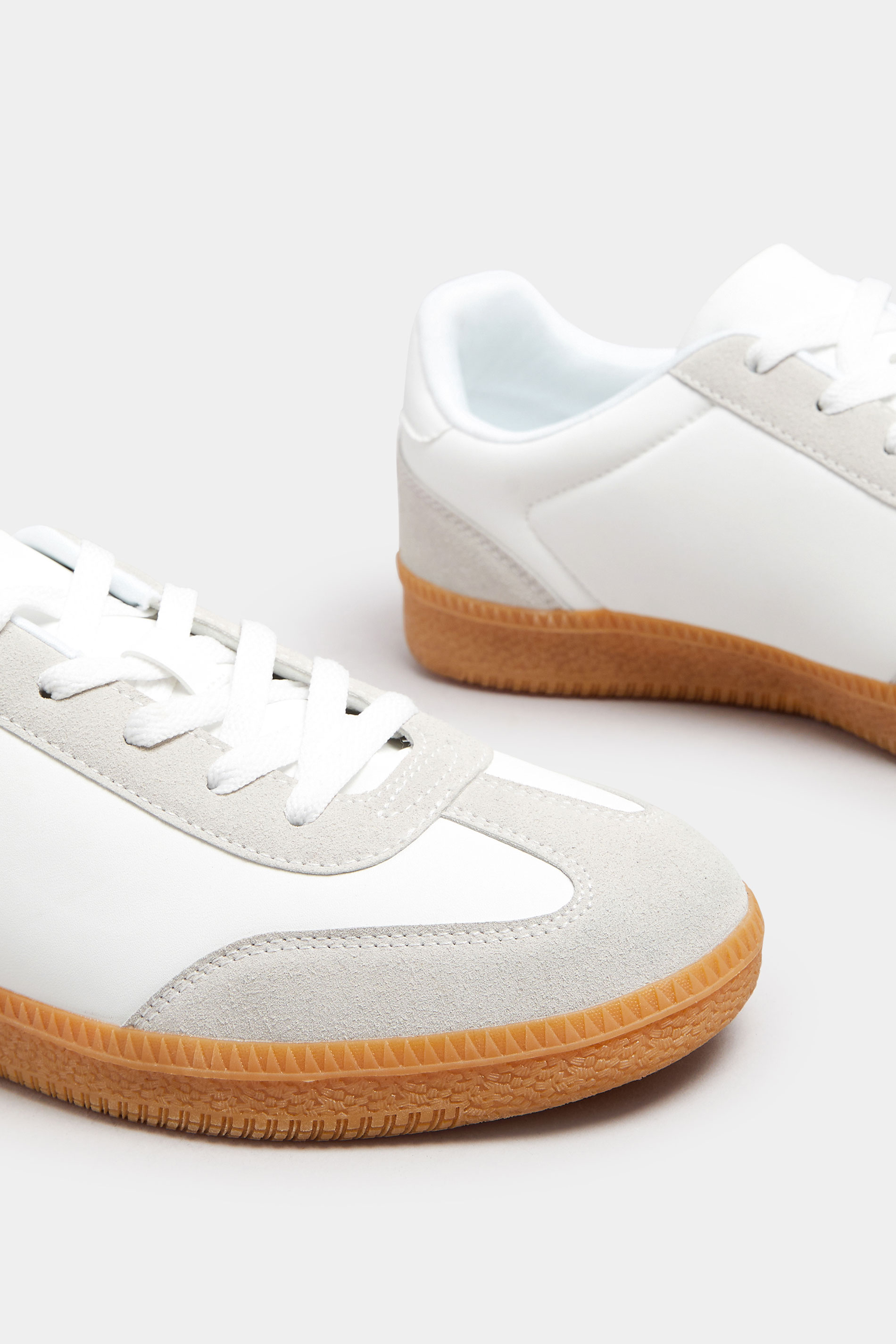 LTS Ivory White Retro Gum Sole Trainer In Standard Fit | Long Tall Sally 5