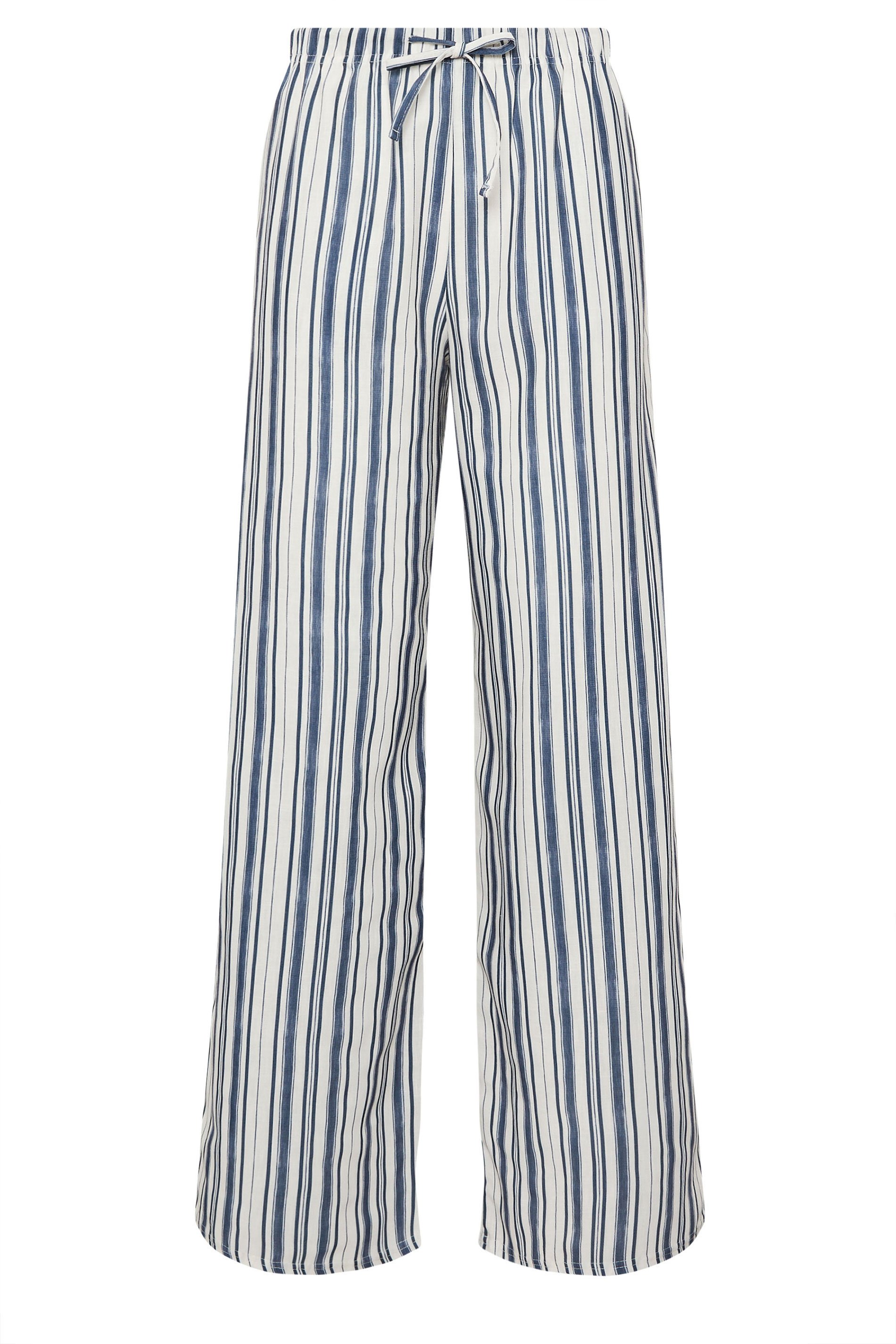 LTS Tall Navy Blue & White Striped Wide Leg Trousers | Long Tall Sally 5