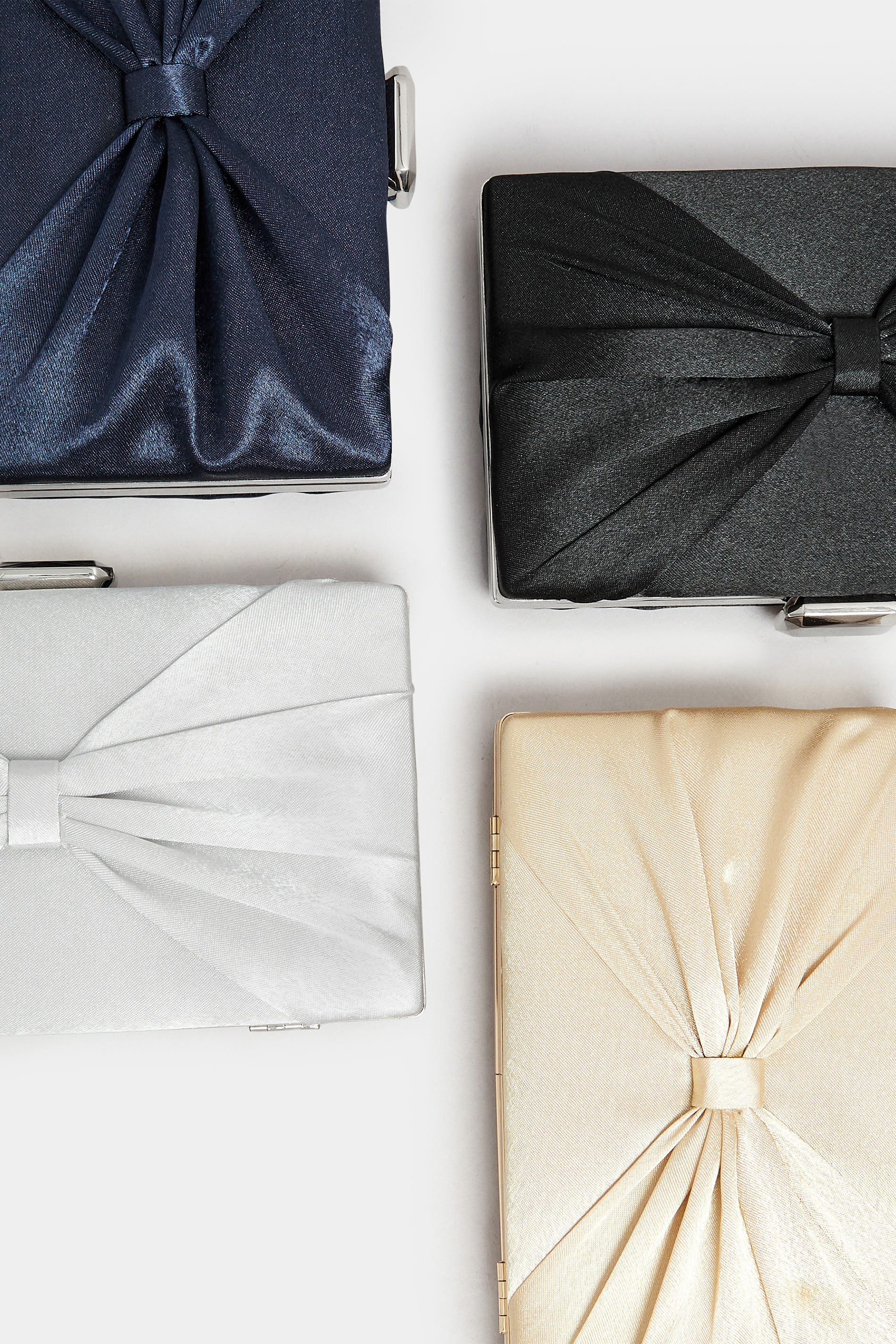 Black Satin Bow Detail Clutch Bag | Yours Clothing 8
