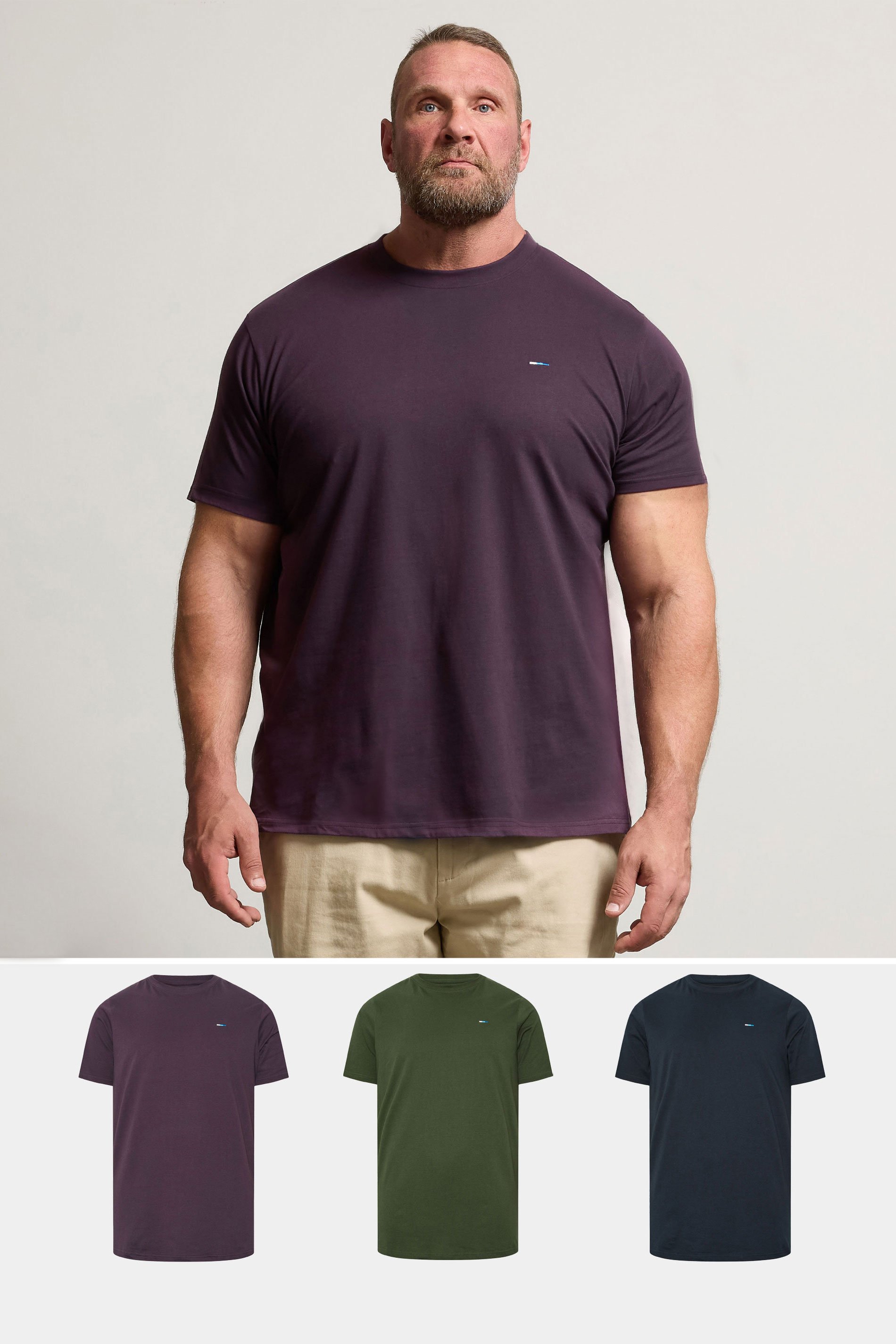 BadRhino Big & Tall 3 PACK Plum Purple & Dark Green Core T-Shirts | BadRhino 1