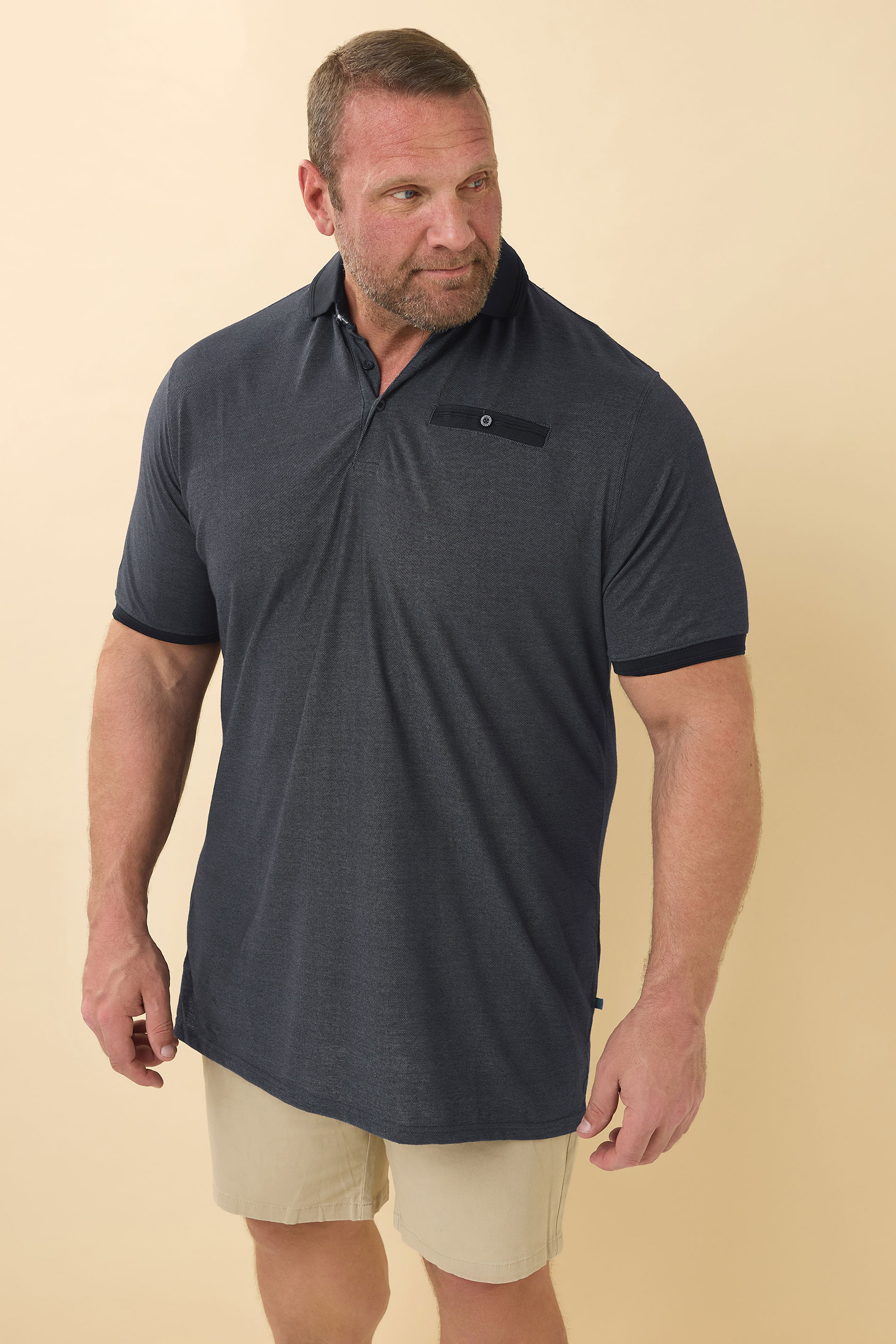 D555 Big & Tall Grey Jacquard Polo Shirt | BadRhino 1