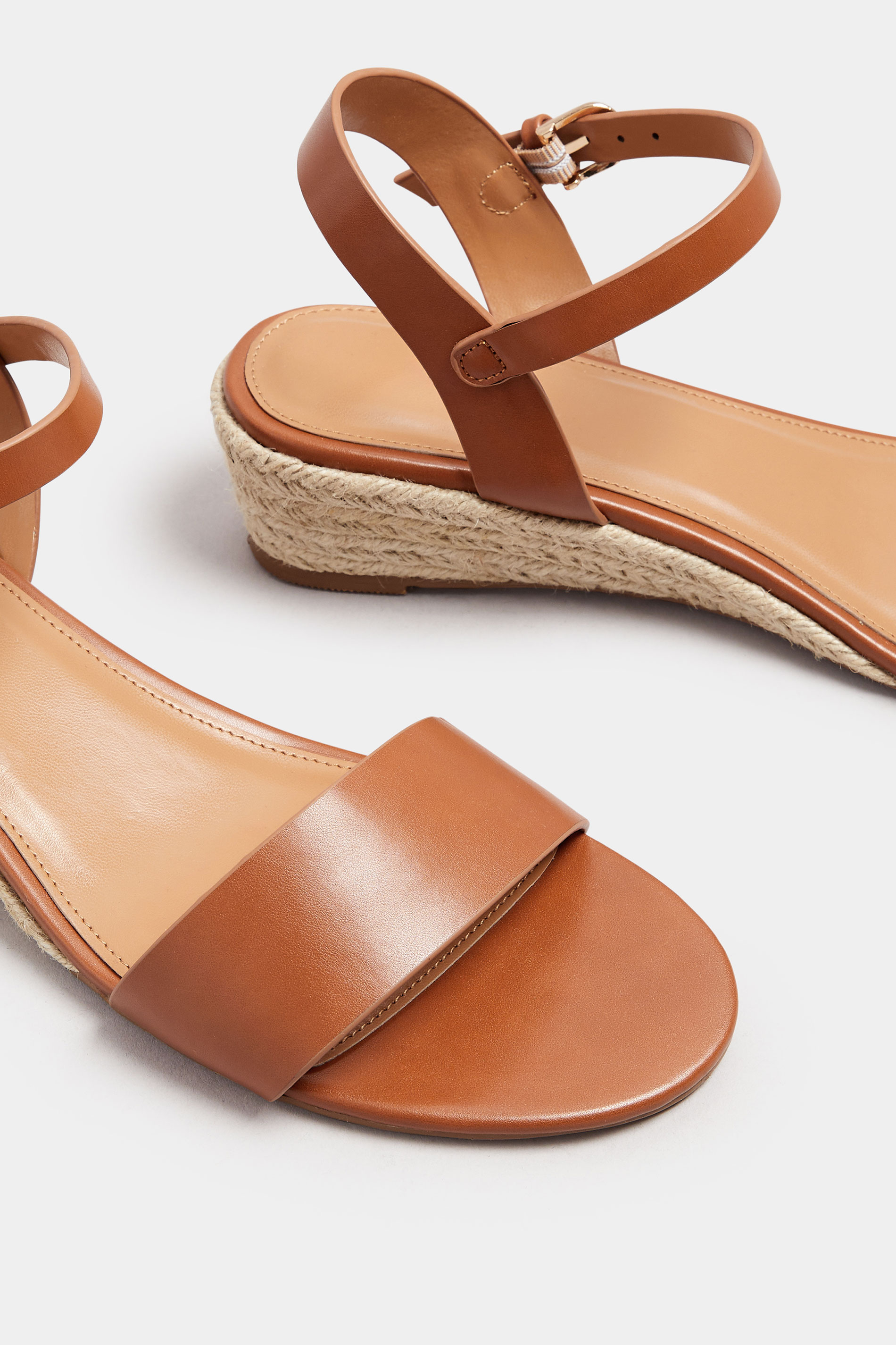 LTS Tan Brown Rope Wedge Sandals In Standard Fit | Long Tall Sally 5