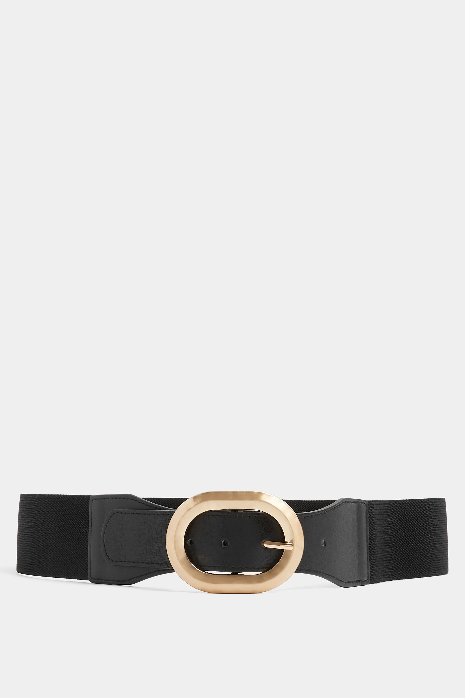 Black Hammered Oval Buckle Wide Belt | Yours Clothing 3
