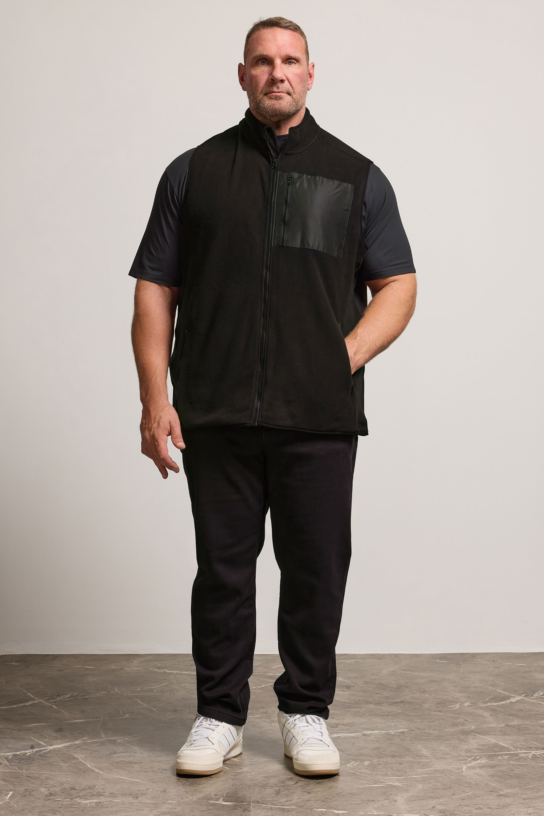 BadRhino Big & Tall Black Fleece Pocket Gilet | BadRhino 2