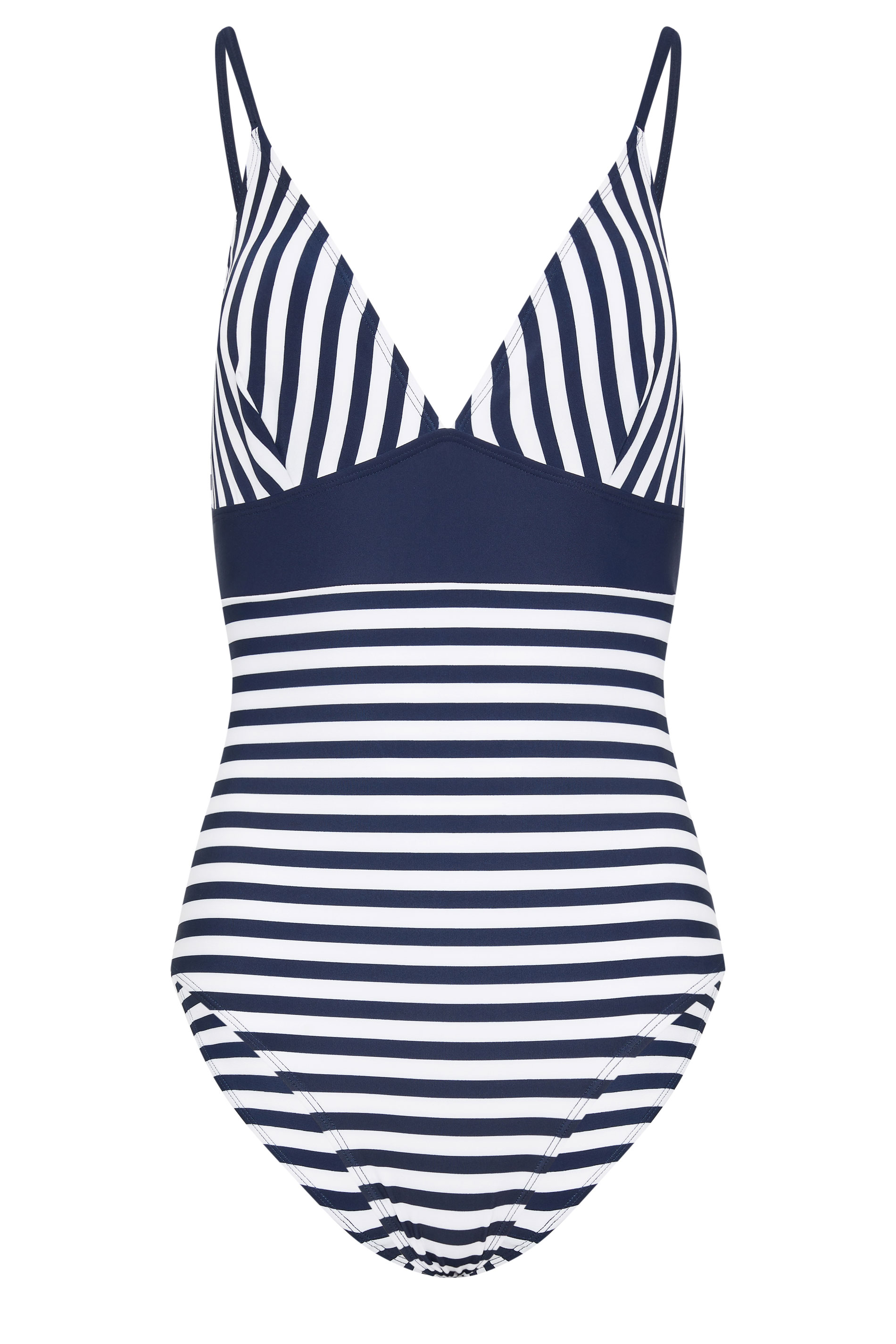 LTS Tall Women's Navy Blue Stripe V-Neck Swimsuit | Long Tall Sally 7