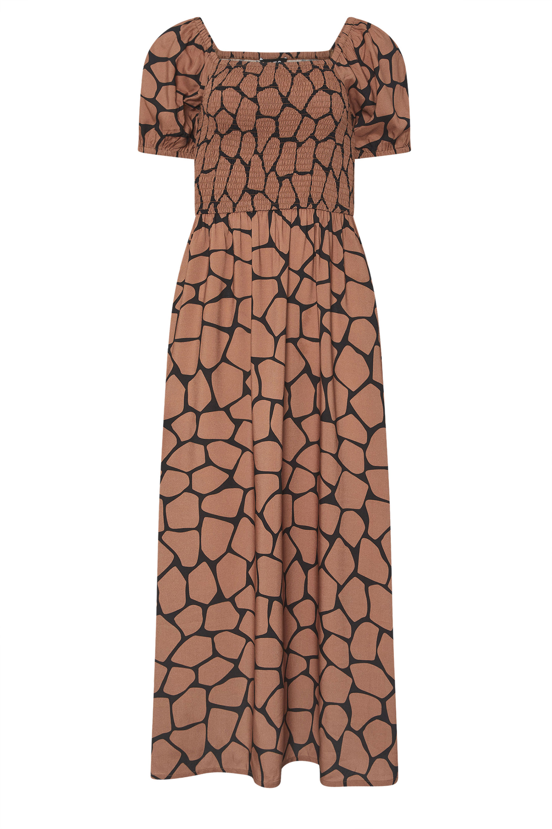 LTS Tall Rust Orange Giraffe Shirred Midi Dress | Long Tall Sally 6