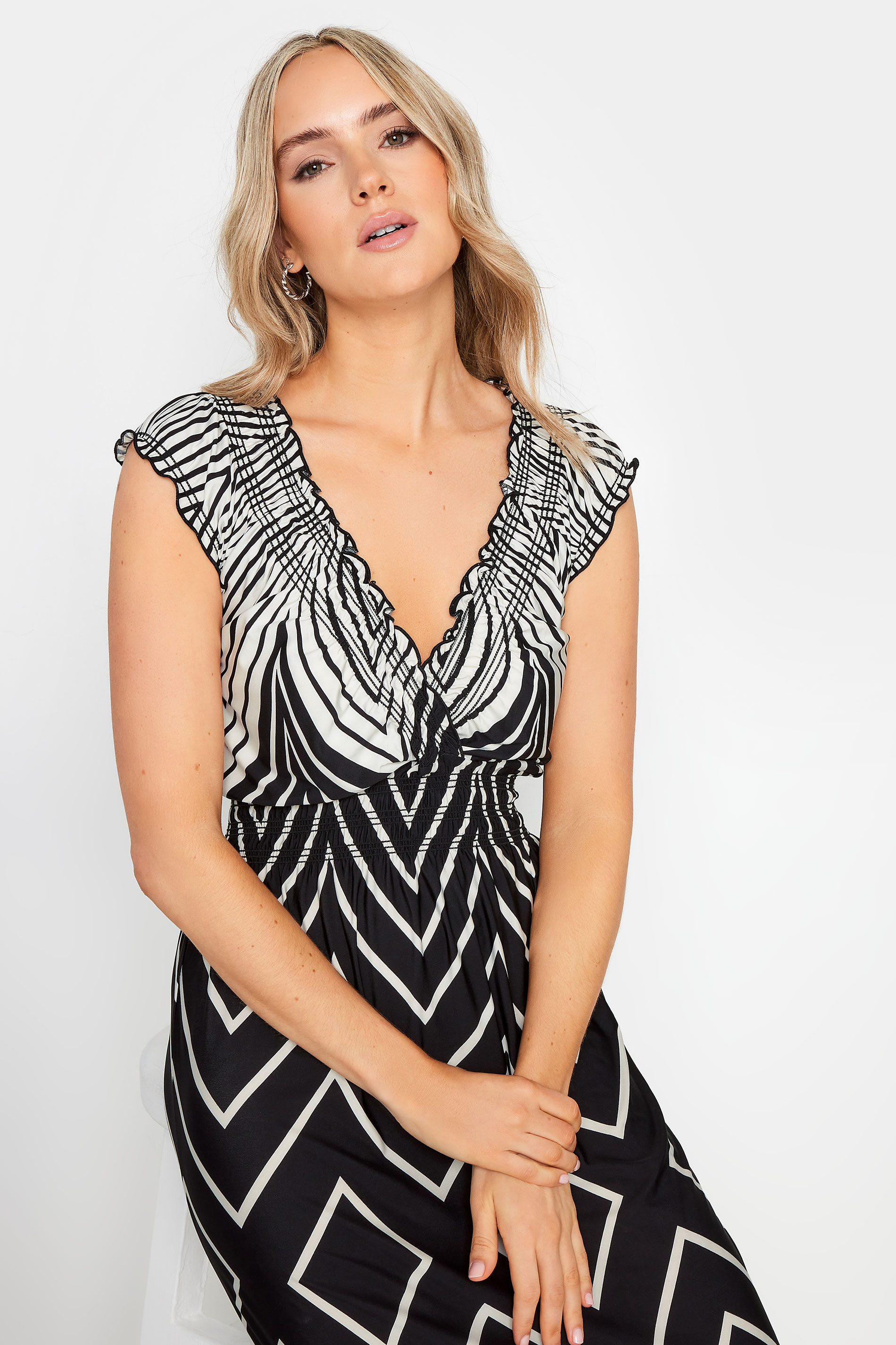 LTS Tall Black Chevron Maxi Dress | Long Tall Sally