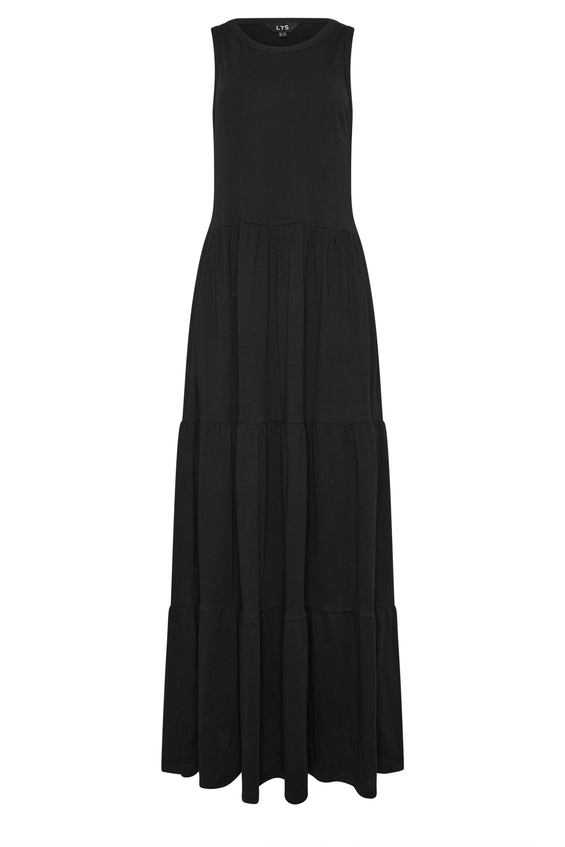 LTS Tall Women's Black Tiered Sleeveless Maxi Dress | Long Tall Sally