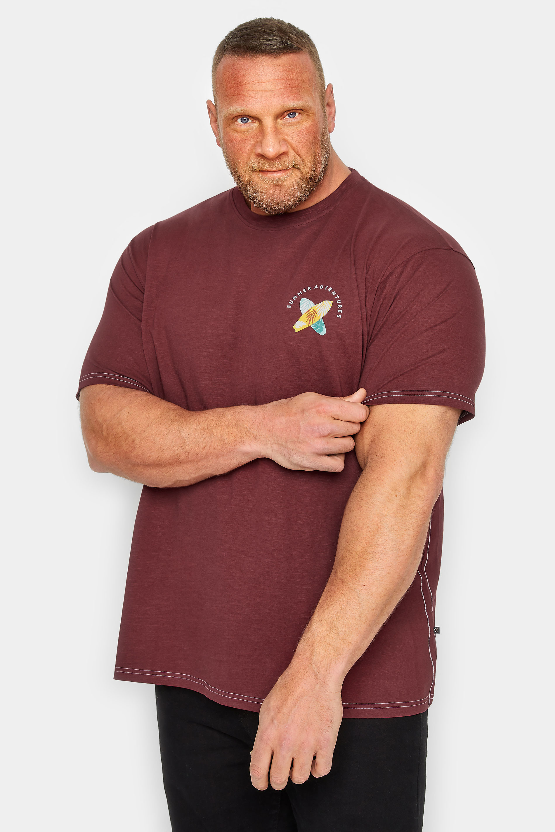 KAM Big & Tall Burgundy Red 'Summer Adventure' Print T-Shirt | BadRhino 1
