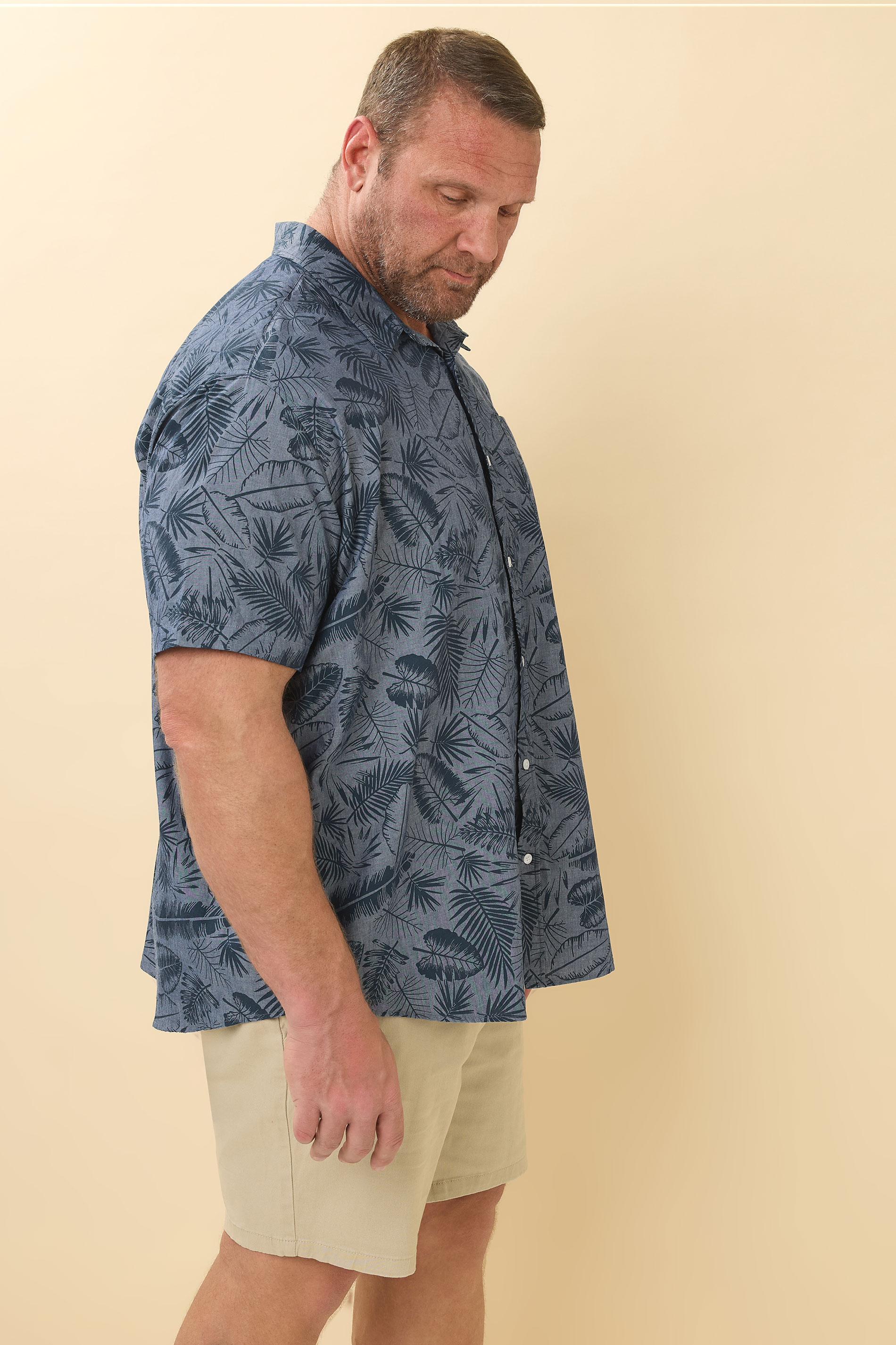 BadRhino Big & Tall Blue Chambray Leaf Shirt | BadRhino 5