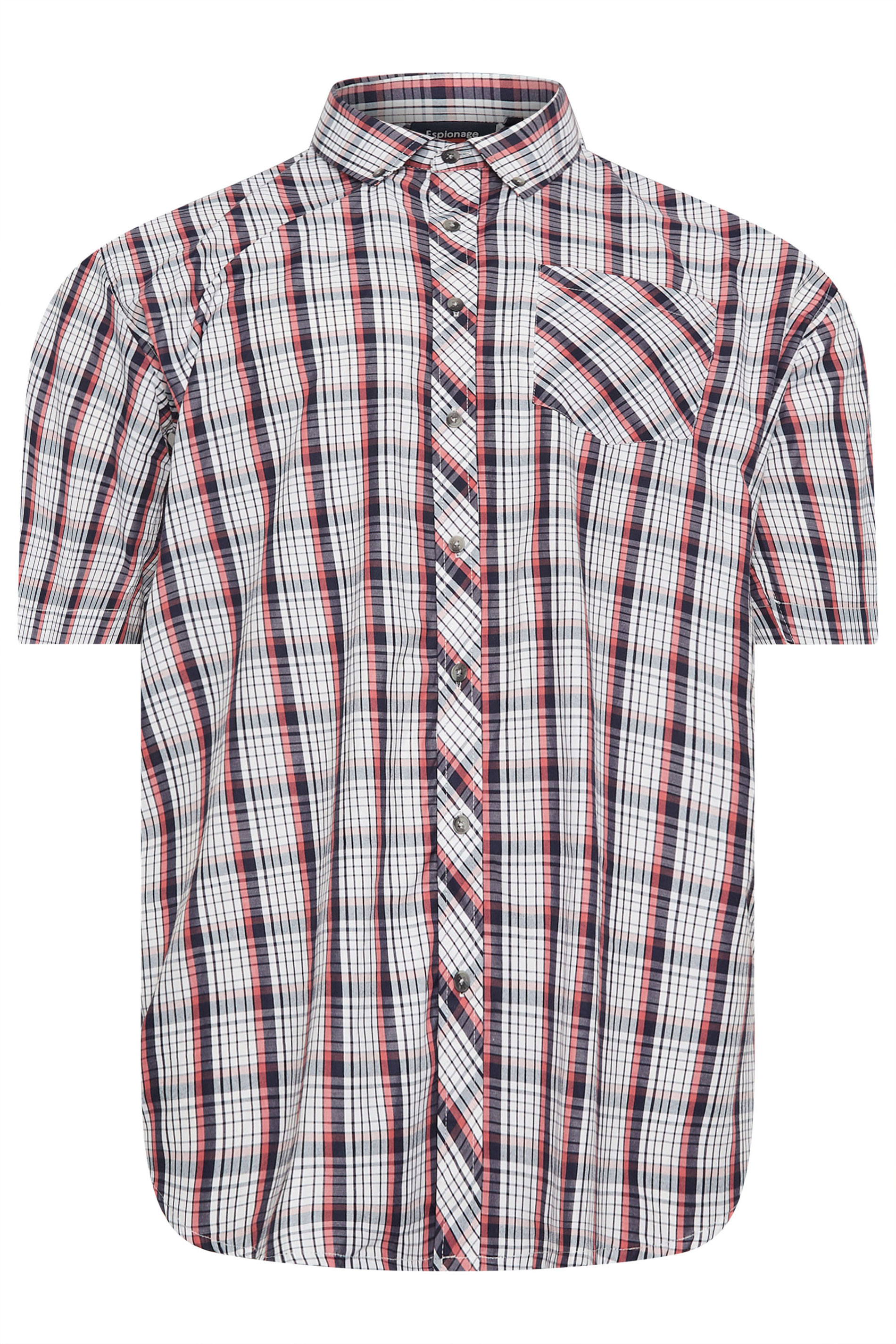 ESPIONAGE Big & Tall Navy Blue Check Shirt | BadRhino 3