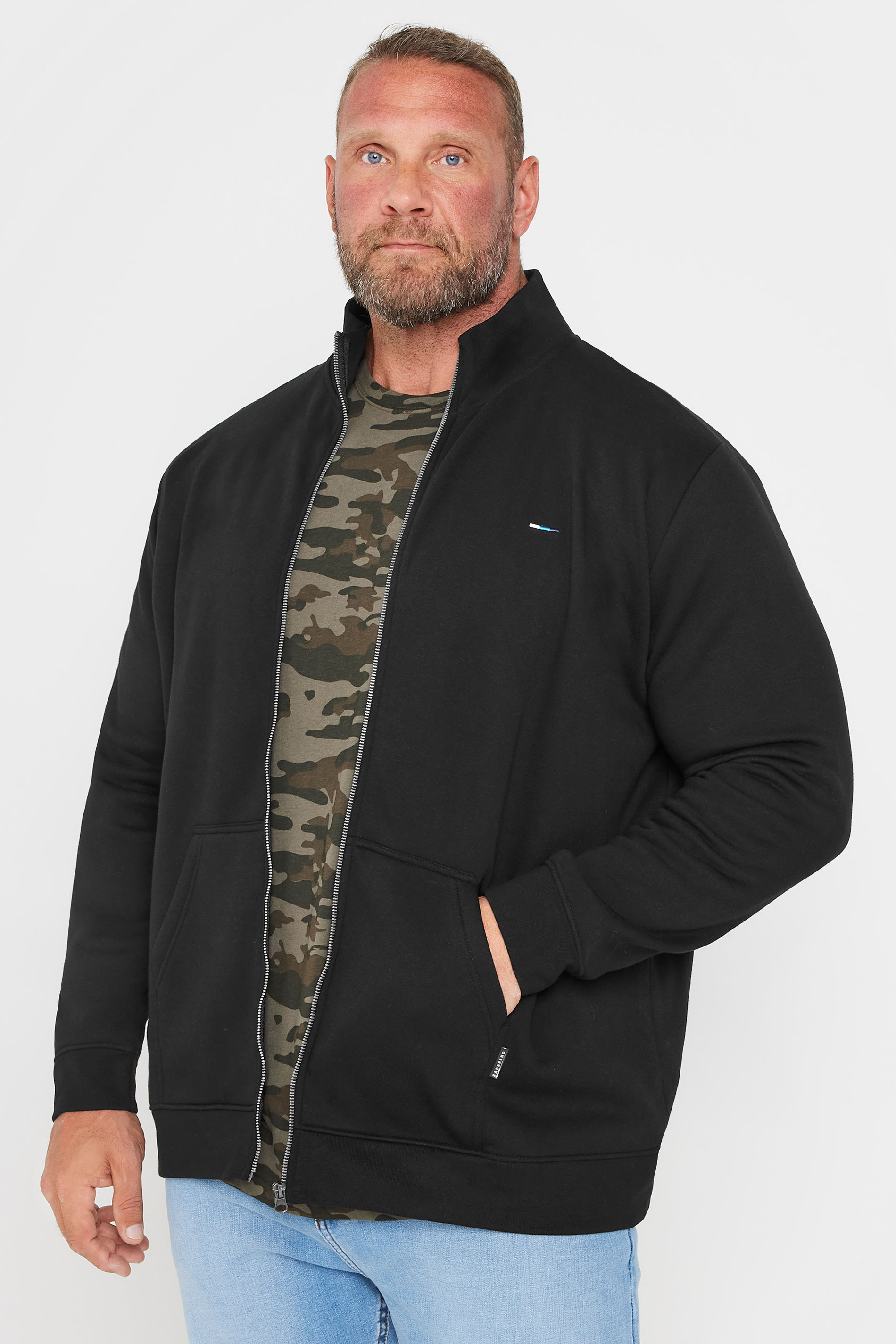 BadRhino Big & Tall Black Funnel Neck Sweatshirt | BadRhino 1