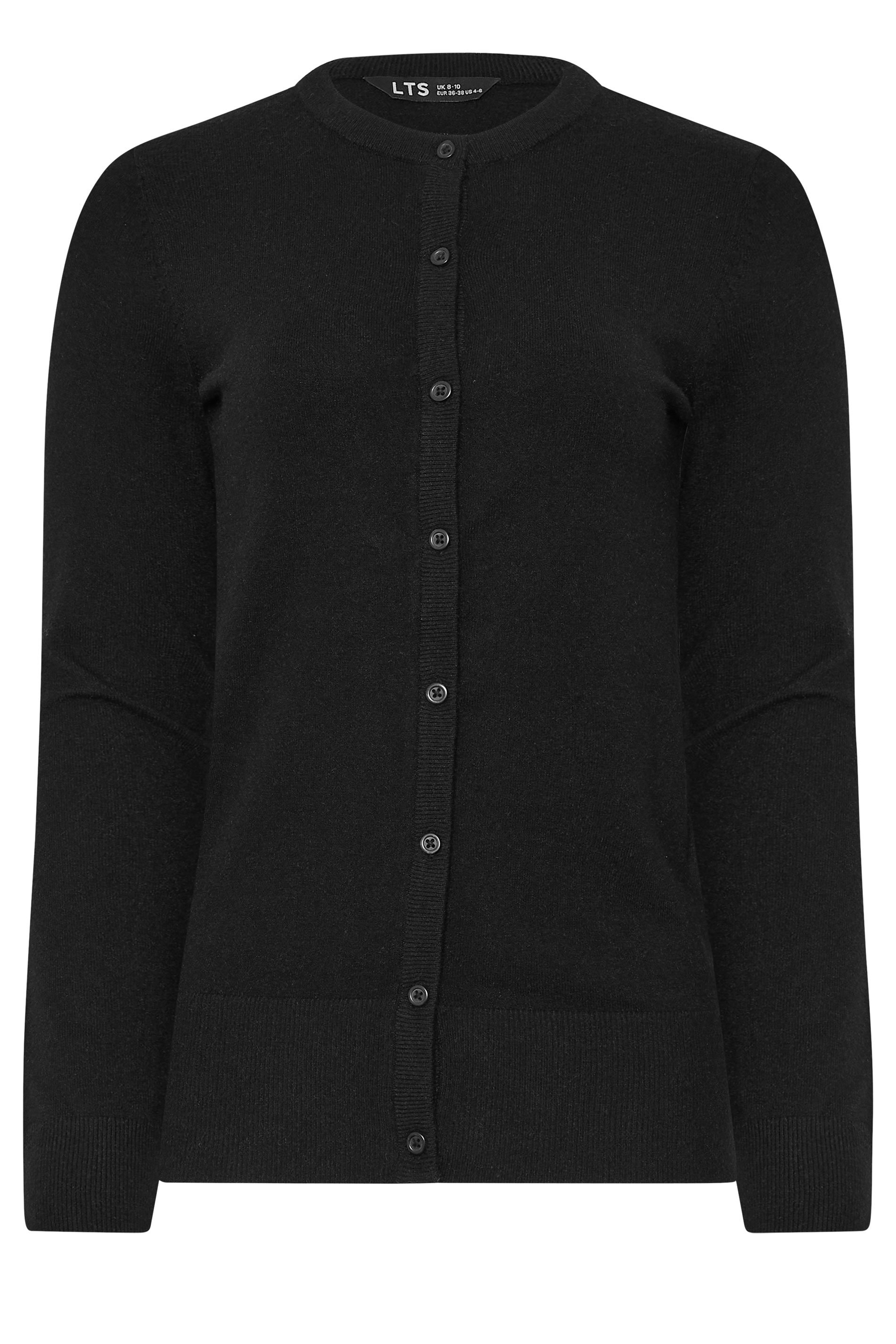 LTS Tall Black Crew Neck Button Cardigan | Long Tall Sally 6