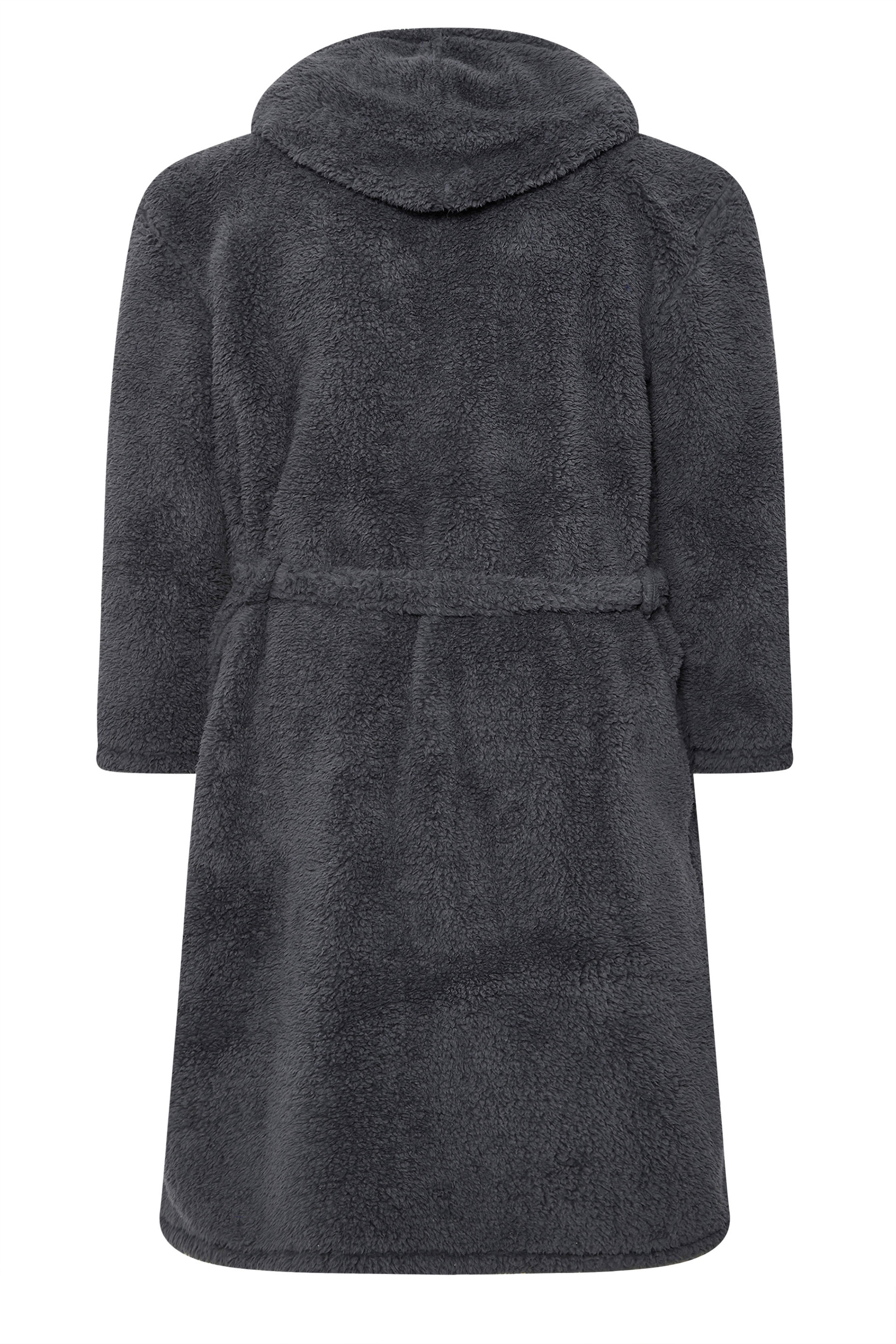 BadRhino Big & Tall Charcoal Grey Super Soft  Borg Dressing Gown | BadRhino 7
