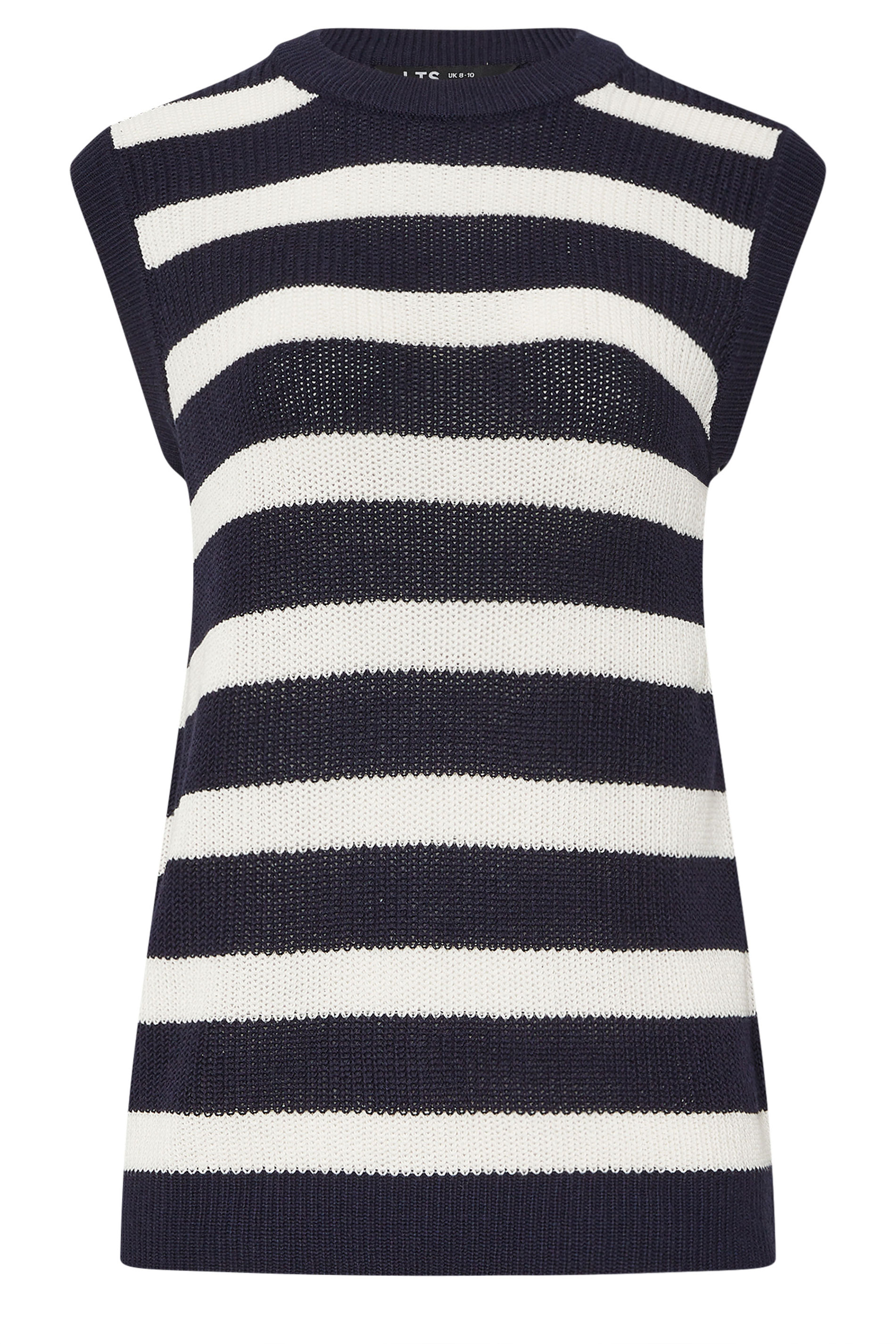 LTS Tall Navy Blue Knitted Stripe Sleeveless Jumper | Long Tall Sally 5
