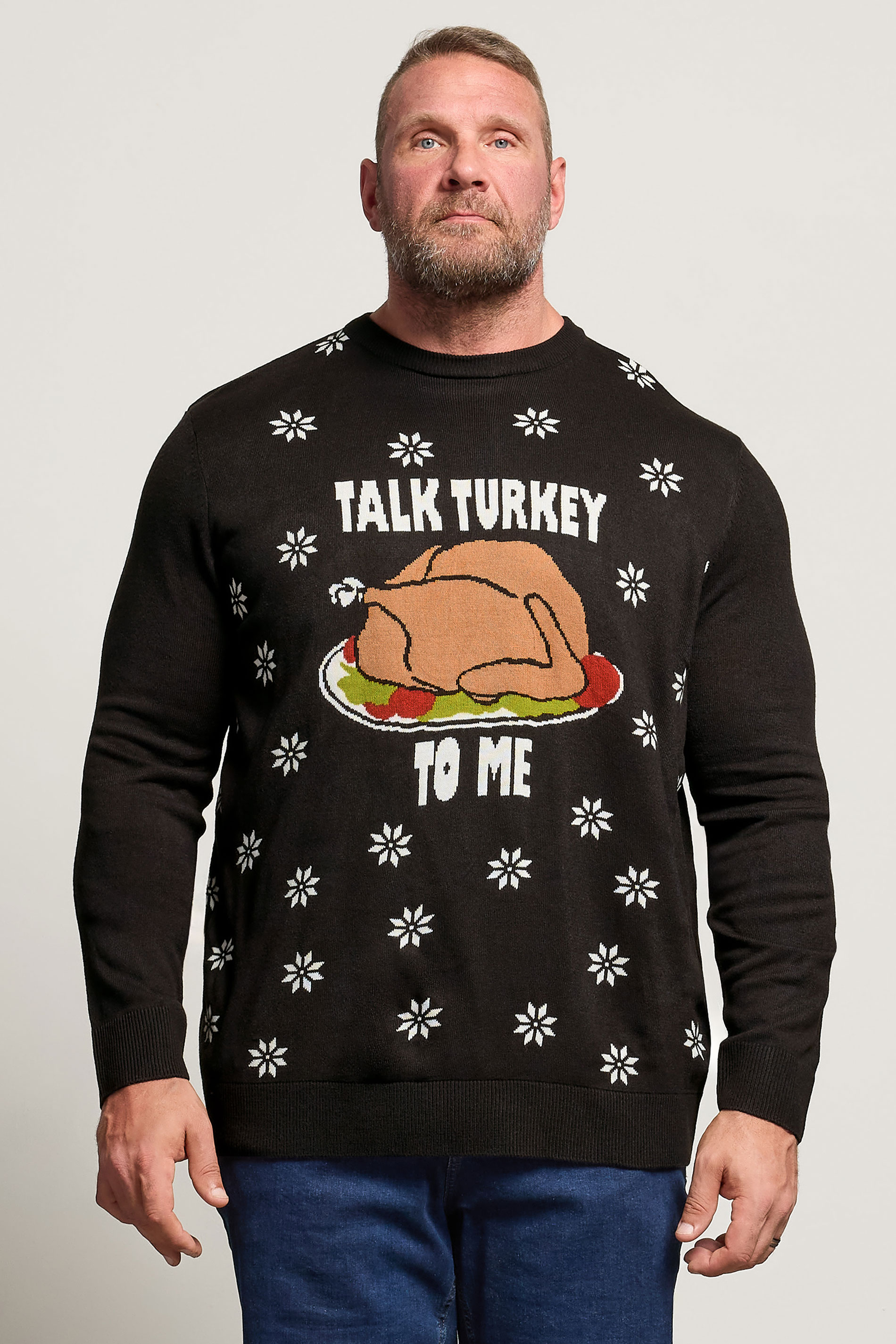 BadRhino Big & Tall Black 'Talk Turkey To Me' Christmas Jumper | BadRhino 1