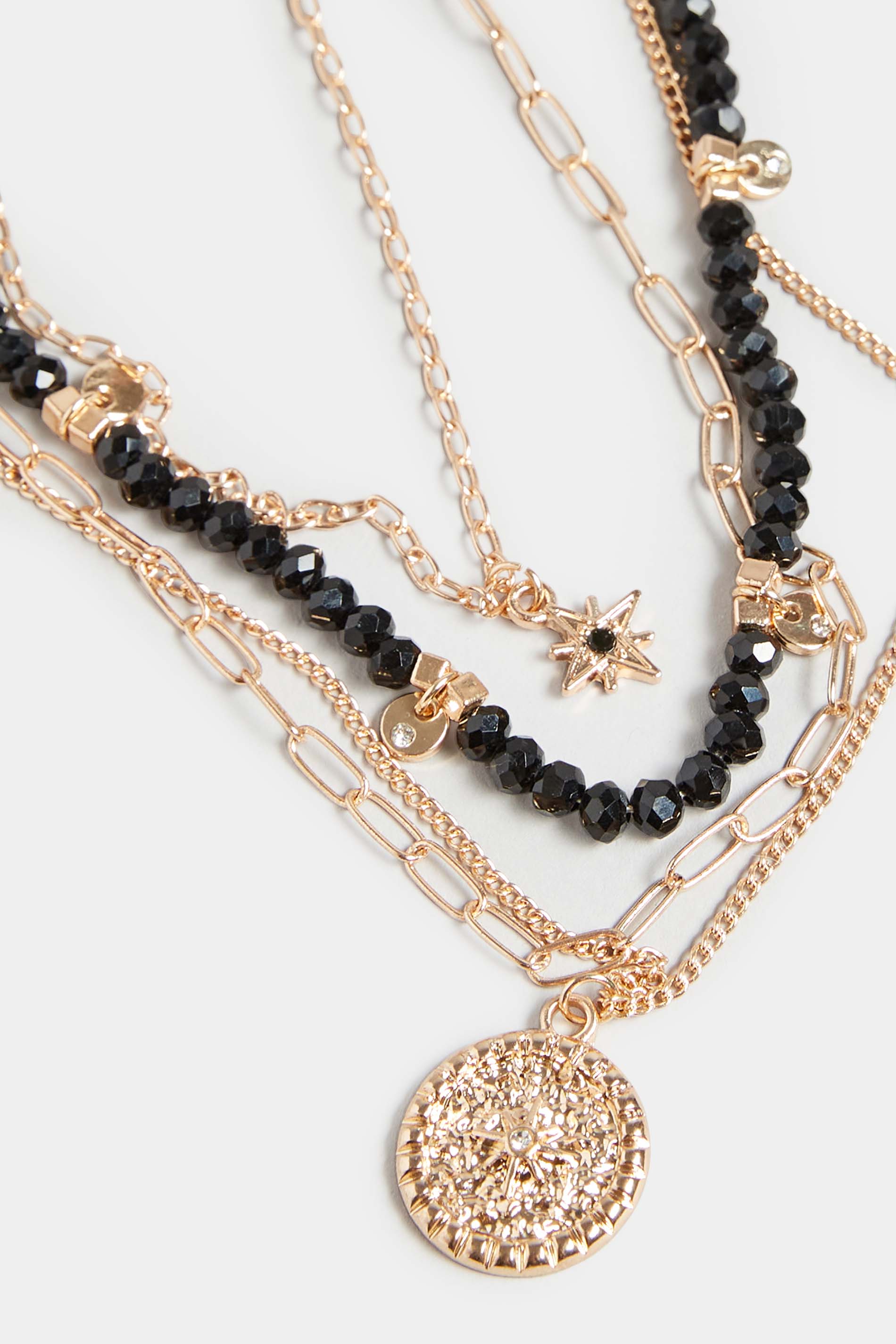 Black & Gold Layer Bead Necklace | Yours Clothing 3