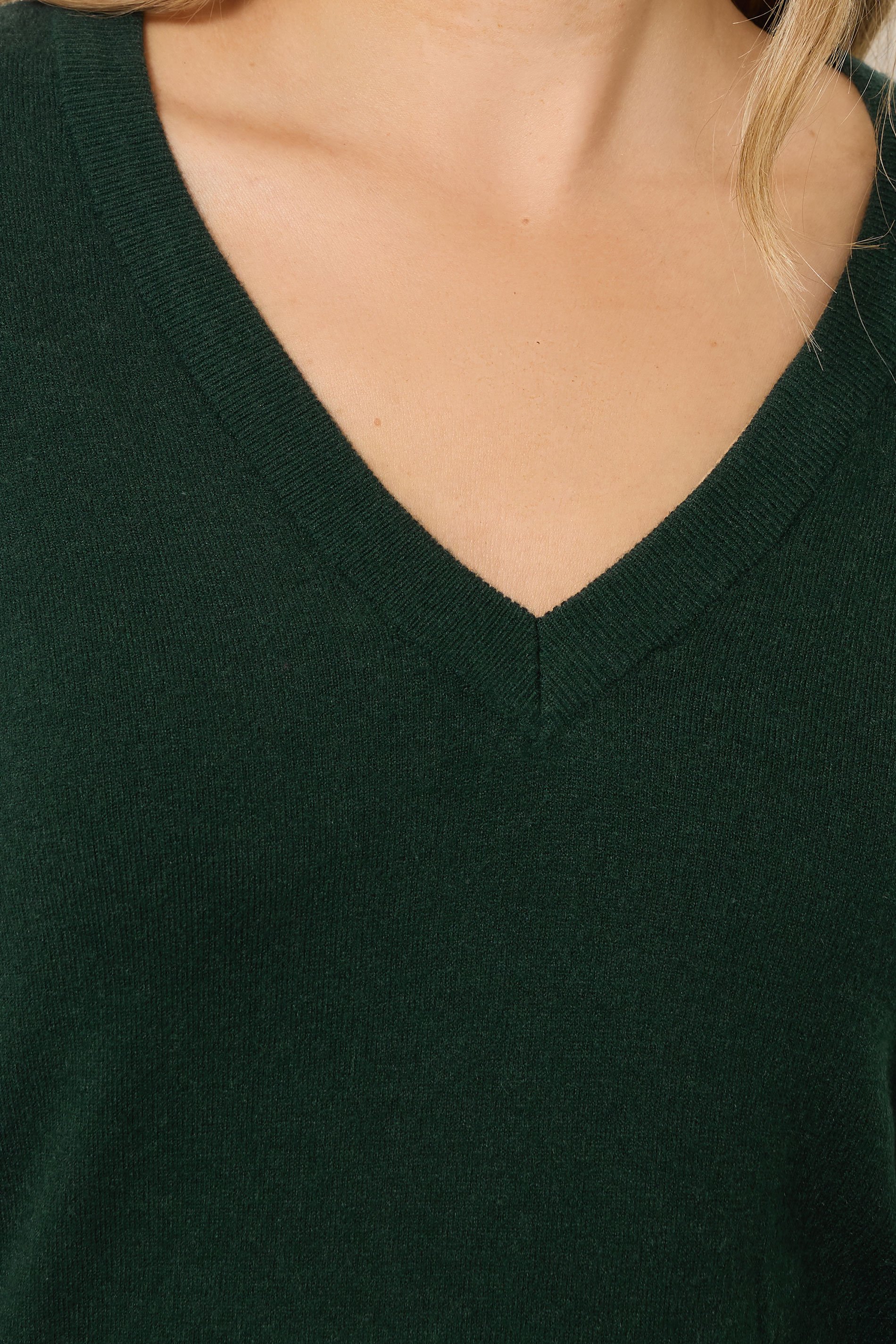 LTS Tall Dark Green Knit V-Neck Jumper | Long Tall Sally 4