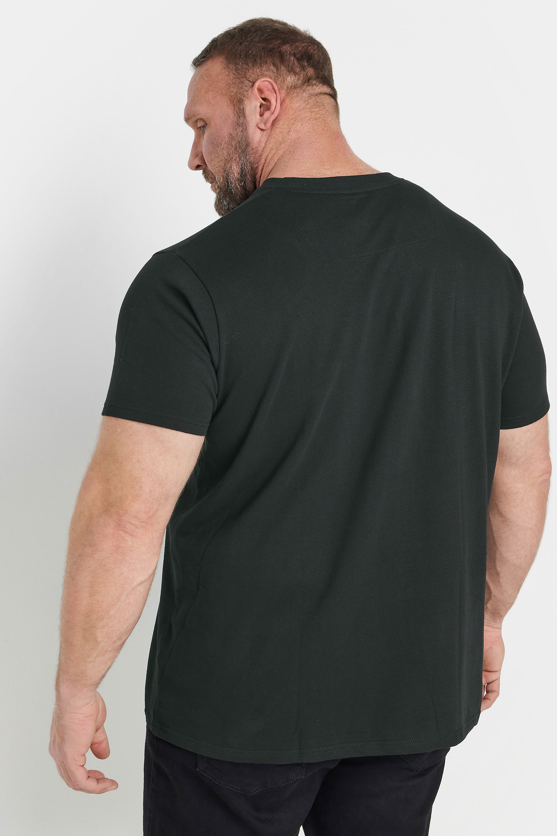 BadRhino Big & Tall Black Textured Short Sleeve T-Shirt | BadRhino 4