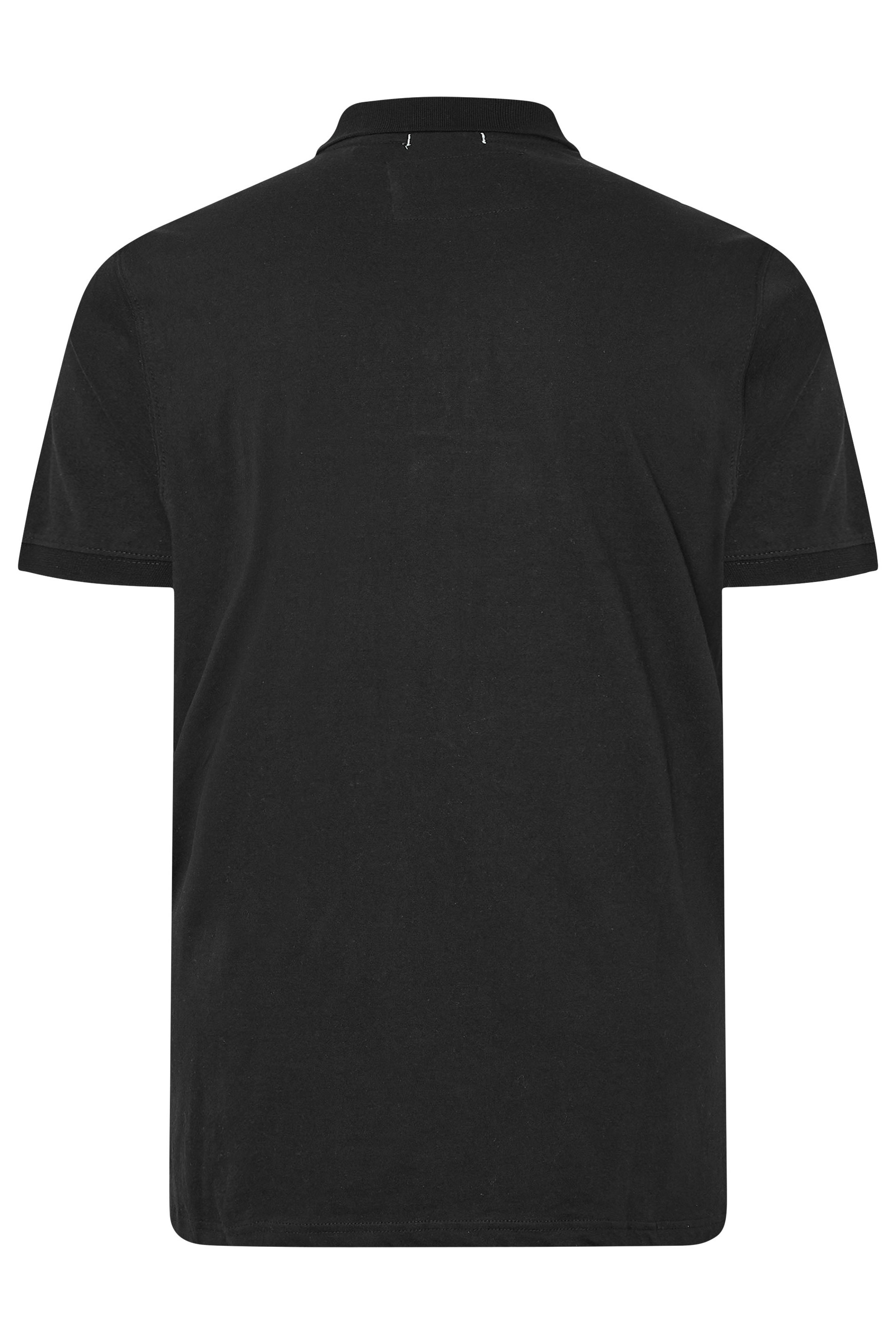 D555 Big & Tall Black Embroidered Stripe Polo Shirt | BadRhino 4