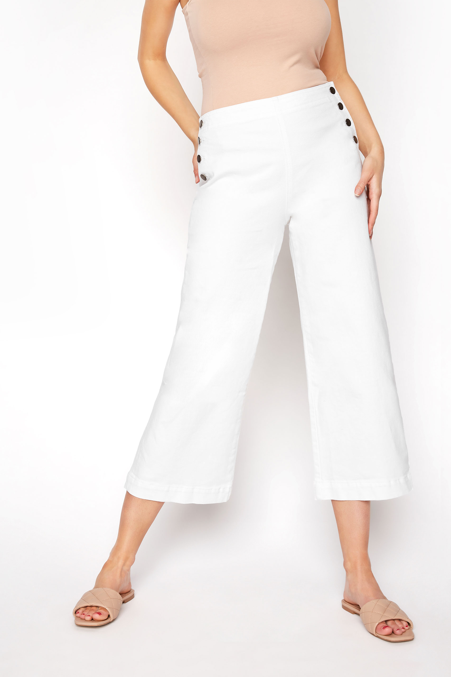 Sailor Button Wide Leg Crop Jean | Long Tall Sally  2
