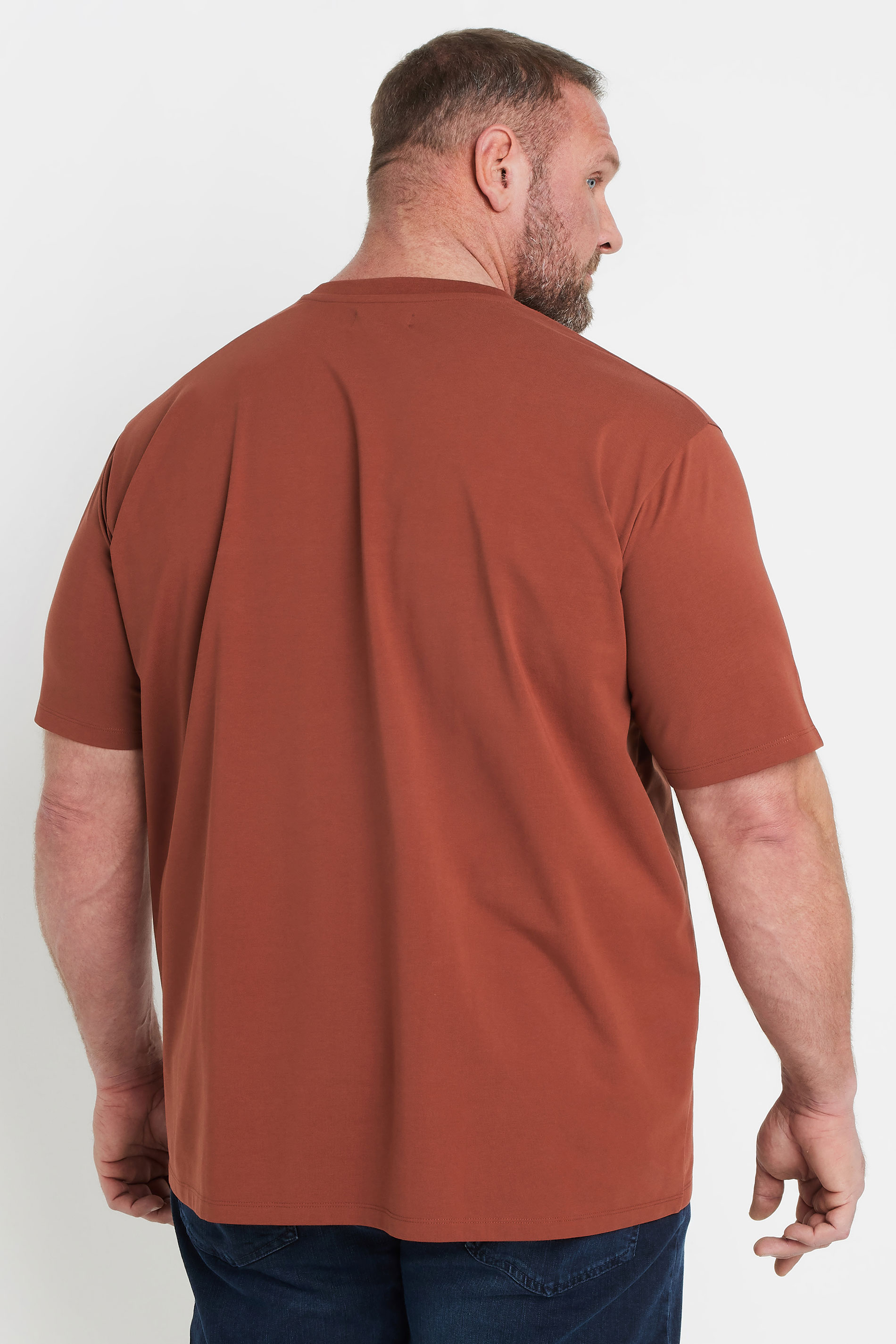 BadRhino Big & Tall Rust Orange Soft Touch Relaxed Fit T-Shirt 4